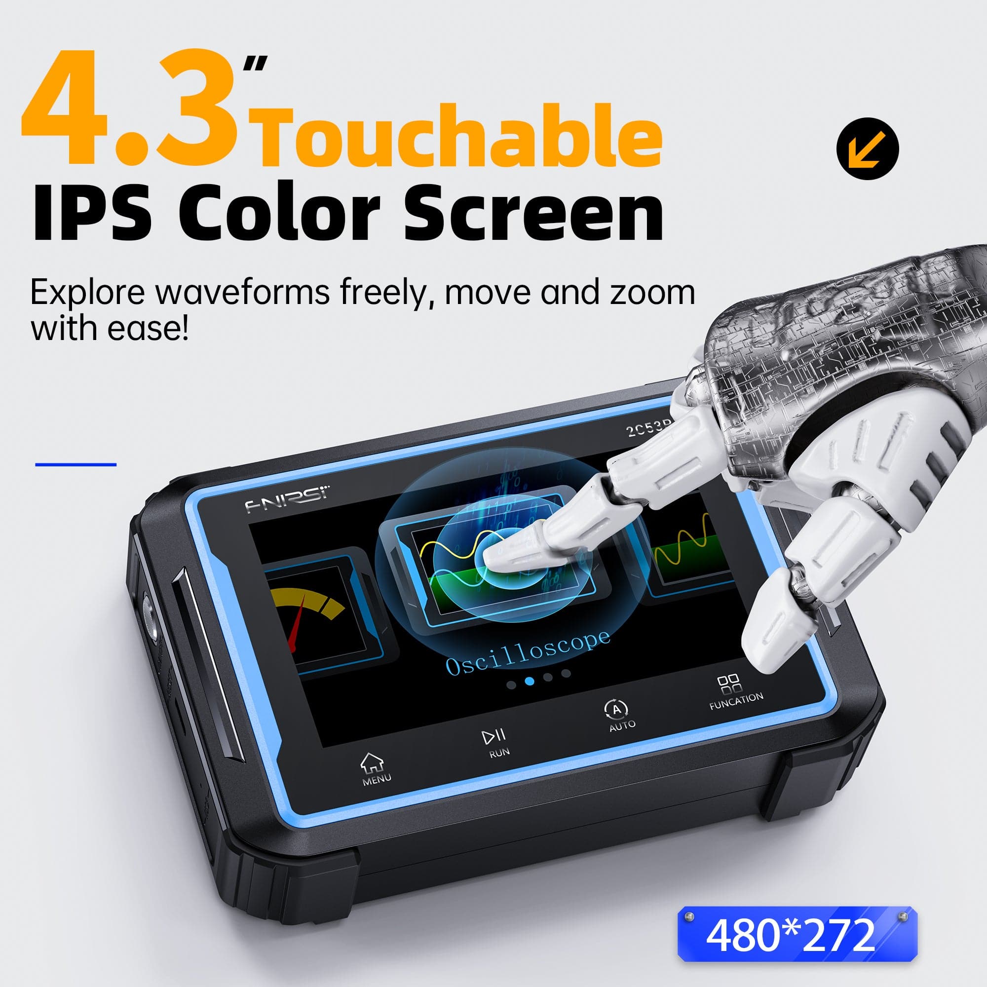 FNIRSI® 2C53P 3-IN-1 50MHz 250MS/s Dual-Channel Tablet-Touch-Oszilloskop Multimeter DDS-Generator