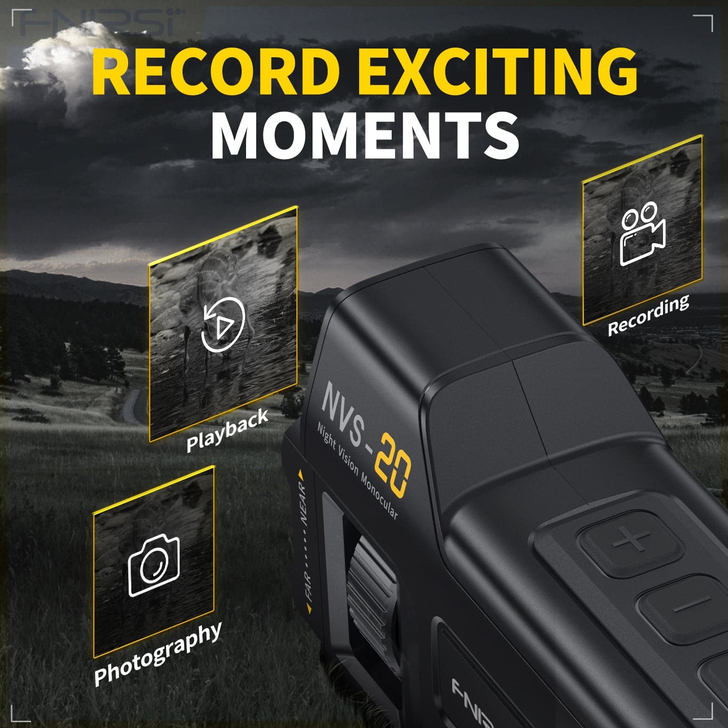 FNIRSI® NVS-20 Dispositivo di Visione Notturna Monoculare HD 4K Infrarosso Zoom Digitale 6x