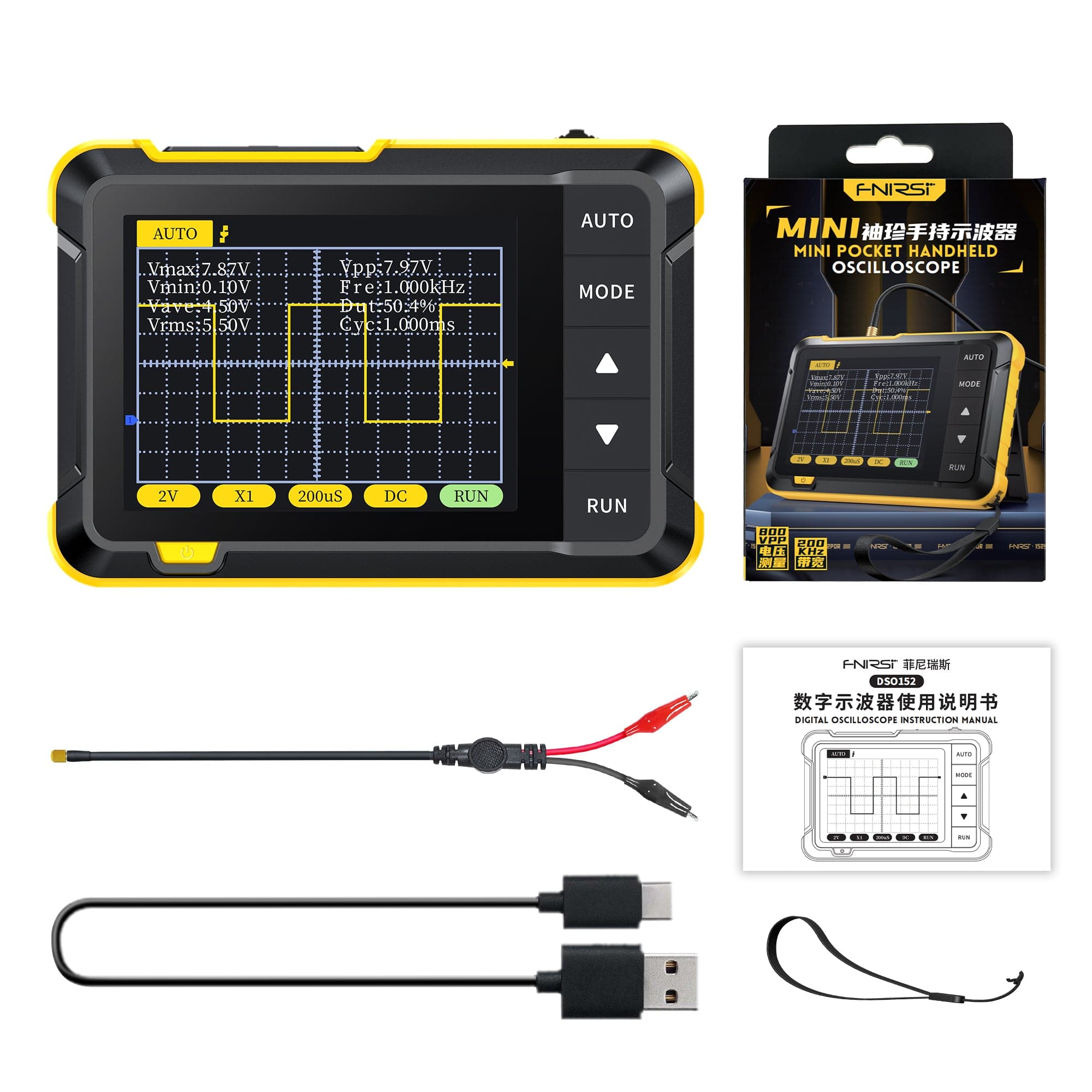 FNIRSI® DSO-152 200KHz 2.5MS/s Mini Pocket Handheld Digital DSO Oszilloskop