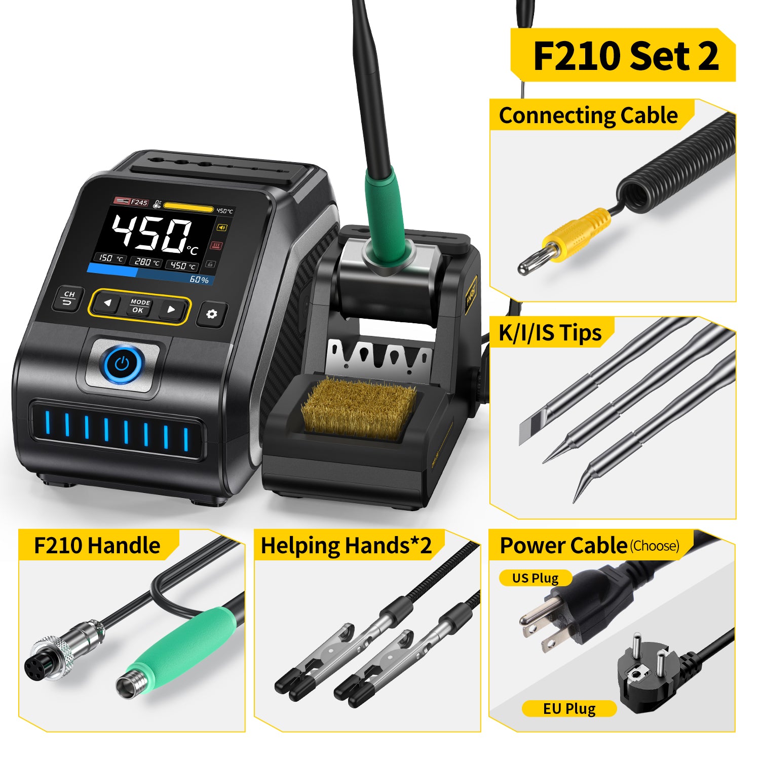 FNIRSI® DWS-200 Kit de Estación de Soldadura de Calentamiento Rápido de 200W