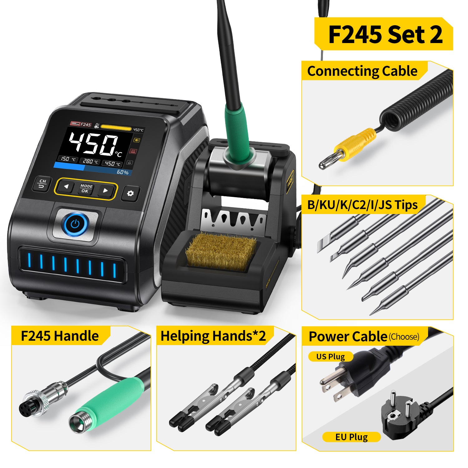 FNIRSI® DWS-200 Kit de Estación de Soldadura de Calentamiento Rápido de 200W