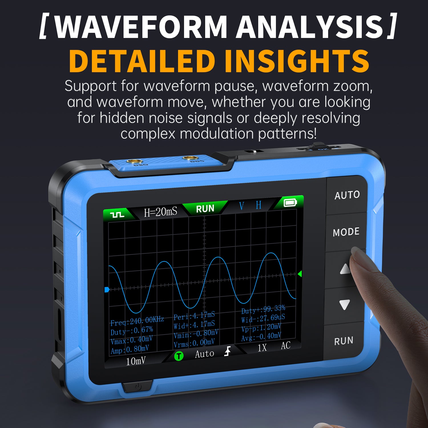 FNIRSI® DSO-510 Oscilloscope numérique portable mini 10MHz 48MS/s Générateur de signaux