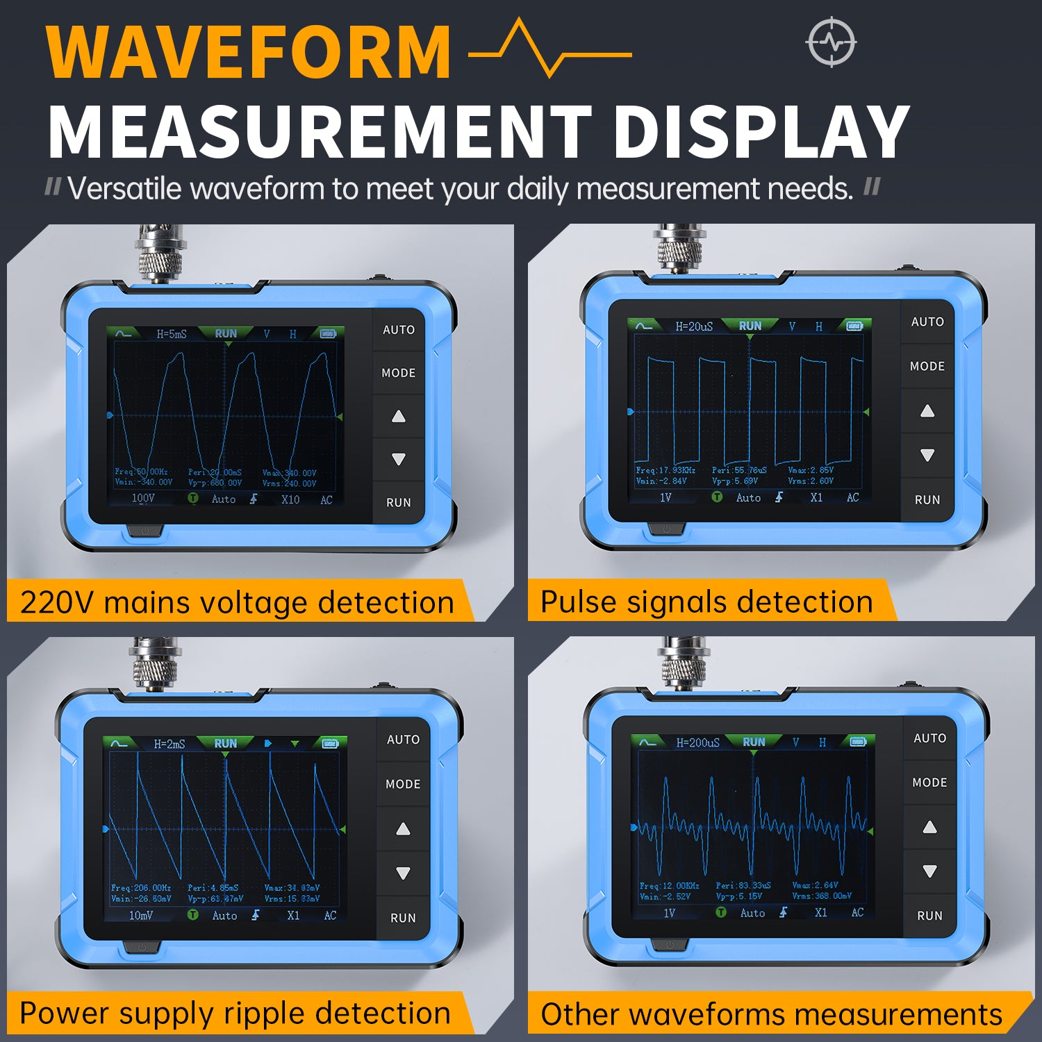 FNIRSI® DSO-510 Oscilloscope numérique portable mini 10MHz 48MS/s Générateur de signaux