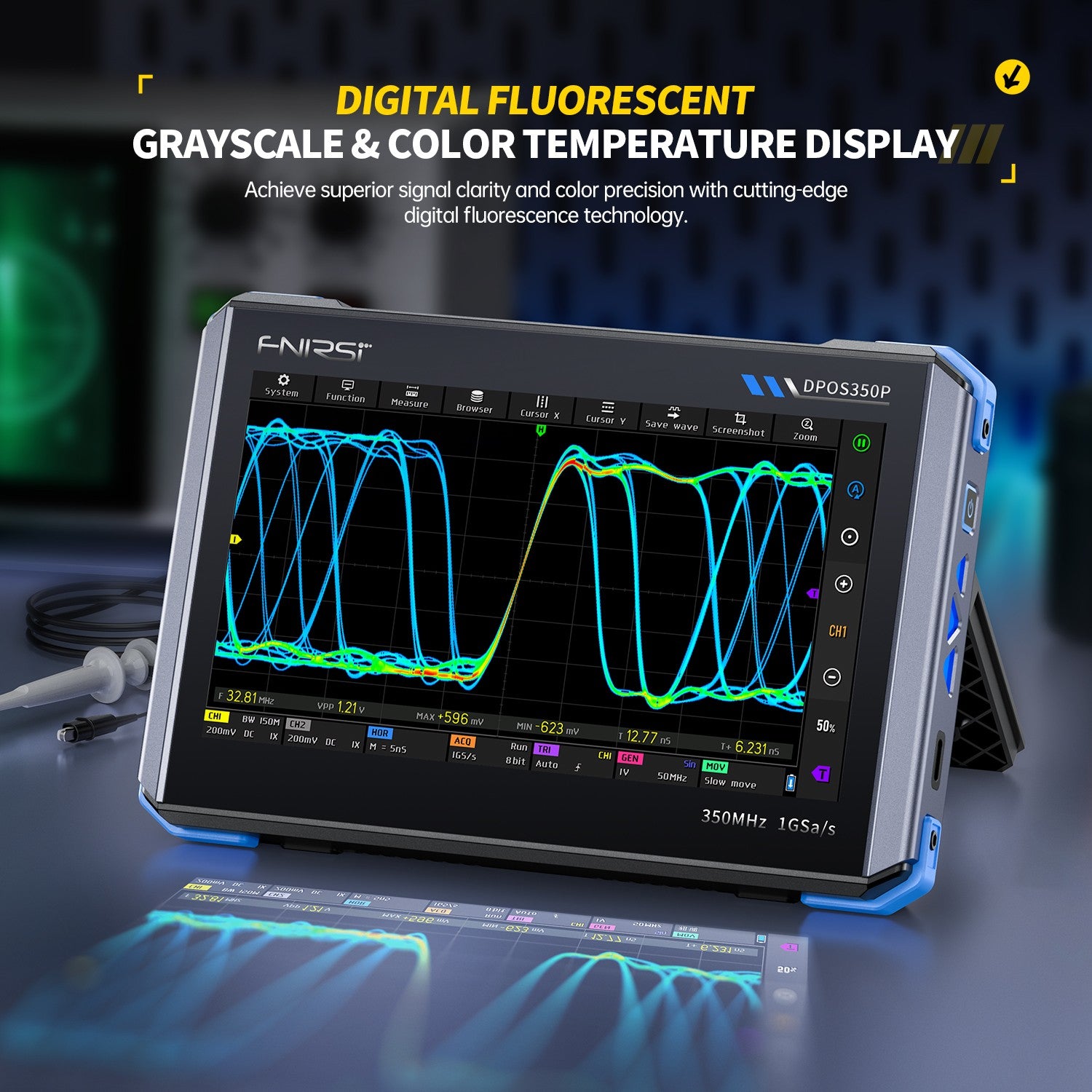 FNIRSI® DPOS350P 4-IN-1 350MHz 1GSPS Tablet-Oszilloskop Signalgenerator Spektrumanalysator Frequenzganganalysator