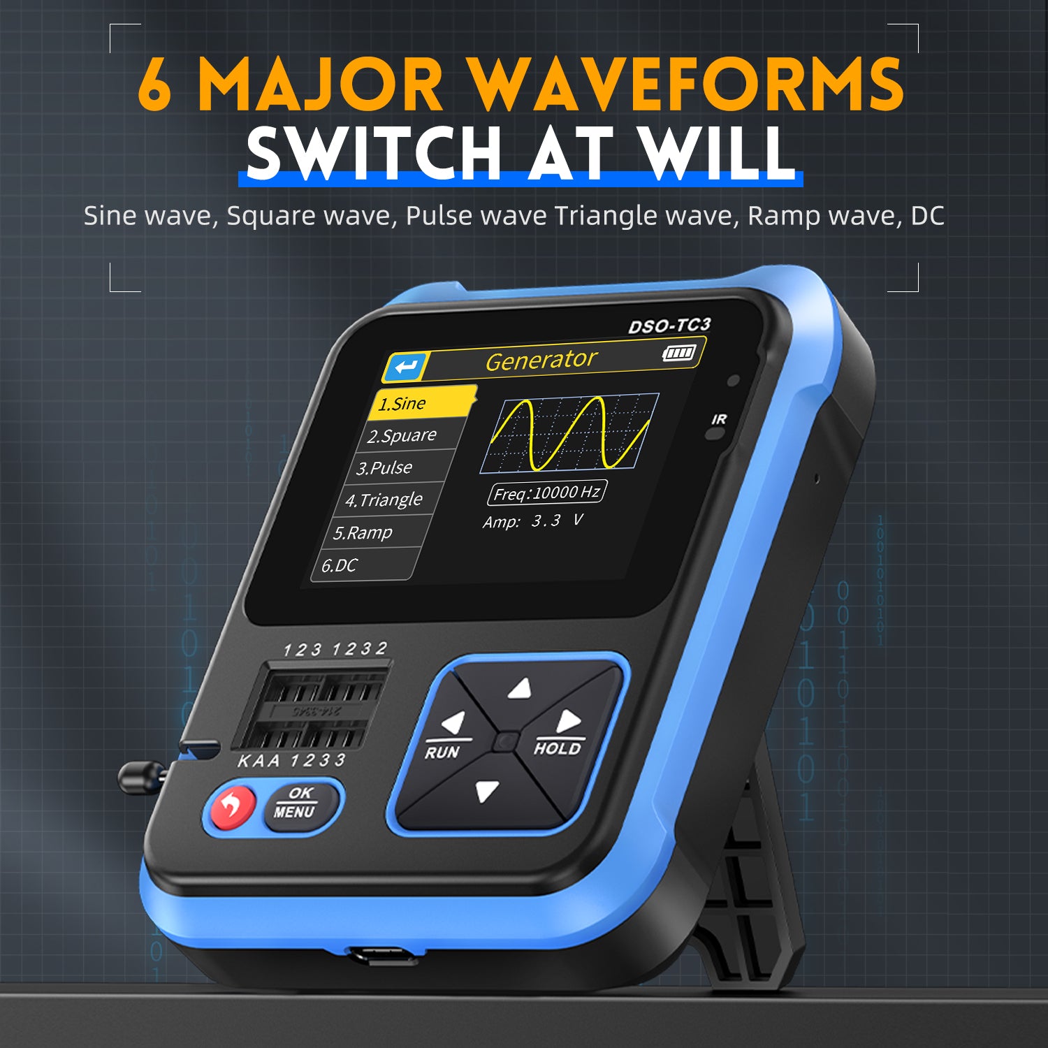 FNIRSI® DSO-TC3 3-IN-1 Handheld 500KHz 10MS/s Digitale Oszilloskope Signalgenerator Transistortester