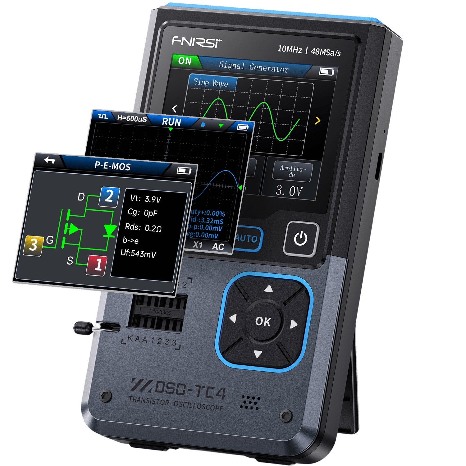 FNIRSI® DSO-TC4 3-IN-1 10MHz 48MSa/s Digital Oscilloscope Transistor Tester Signal Generator