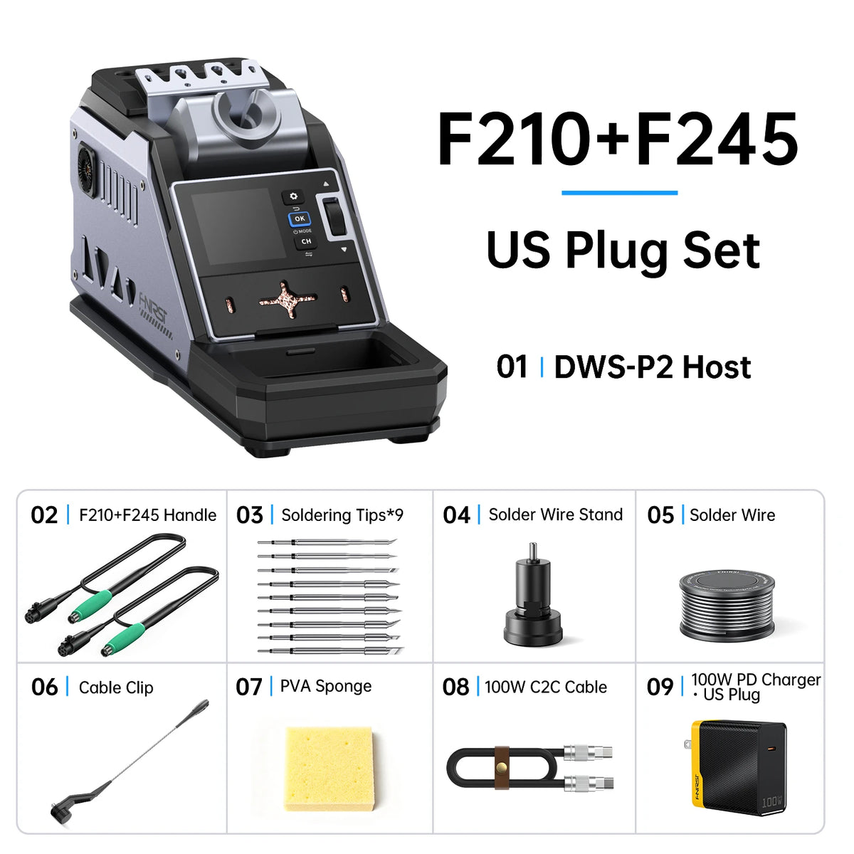 Estación de soldadura portátil FNIRSI® DWS-P2 100W, batería 18650, 212℉~842℉