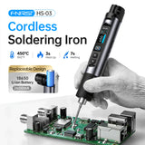 FNIRSI® HS-03 Cordless Soldering Iron, 18650 Removable Battery, USB-C, 212–842℉