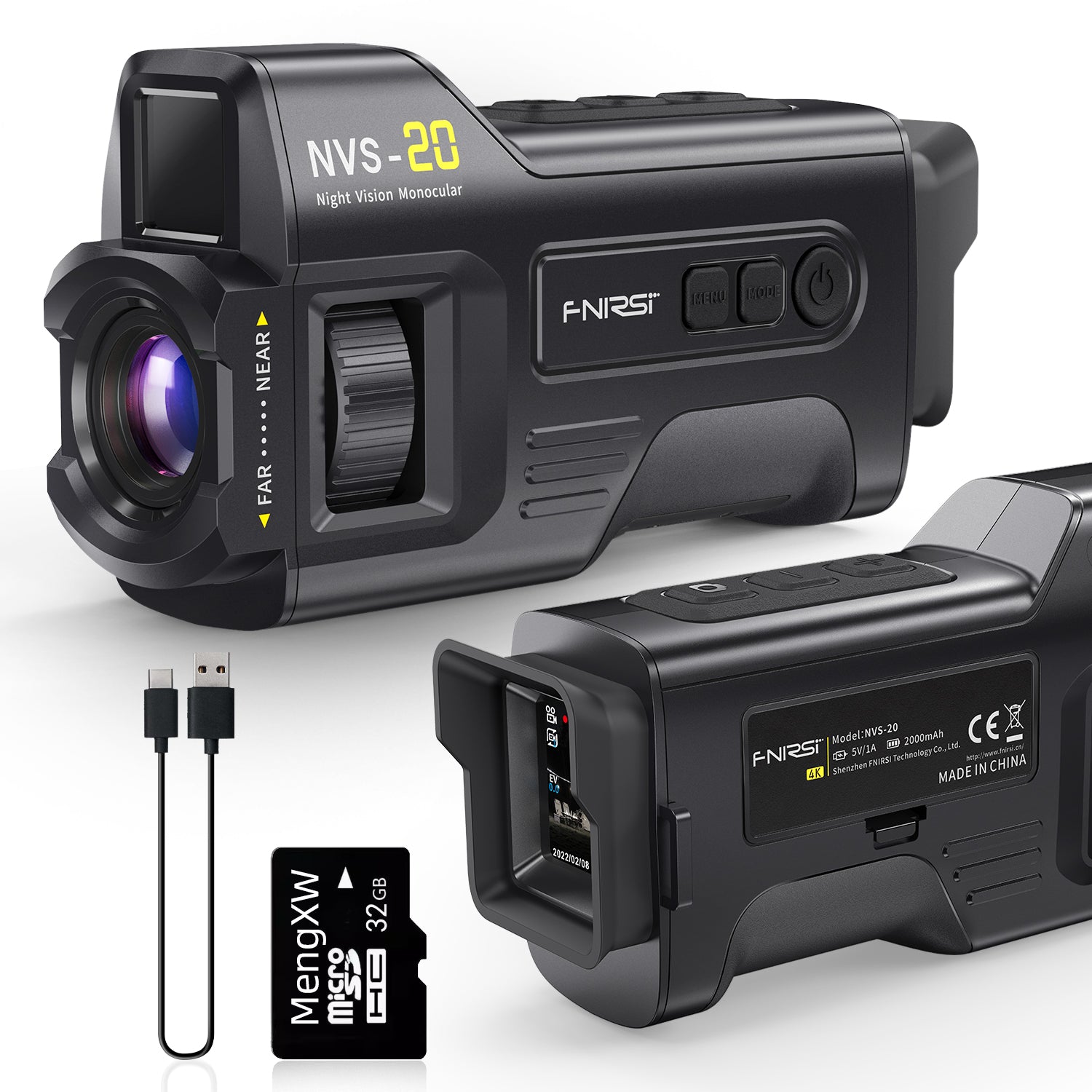 FNIRSI® NVS-20 Dispositivo di Visione Notturna Monoculare HD 4K Infrarosso Zoom Digitale 6x