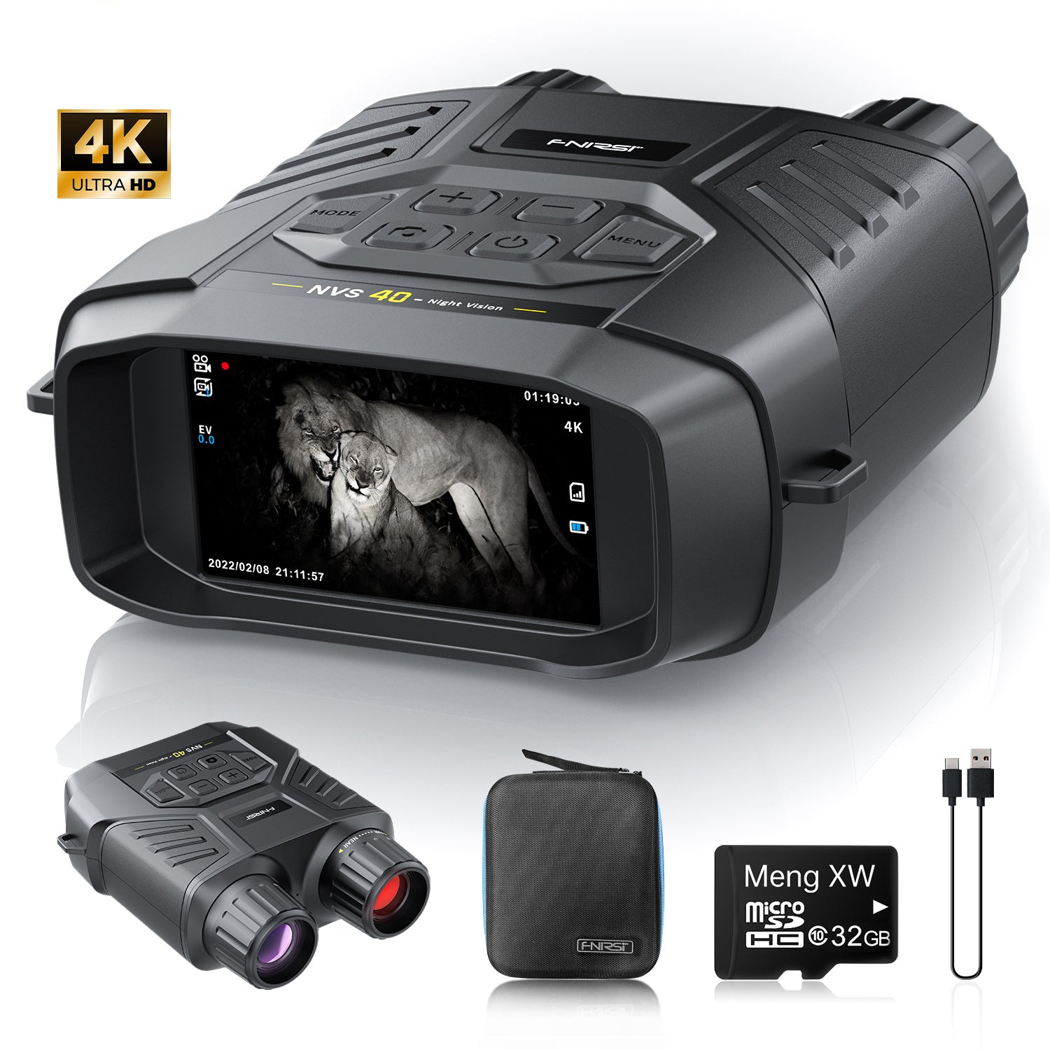 FNIRSI® NVS-40 4K HD Binocolo per Visione Notturna Infrarossa 6x Zoom Digitale