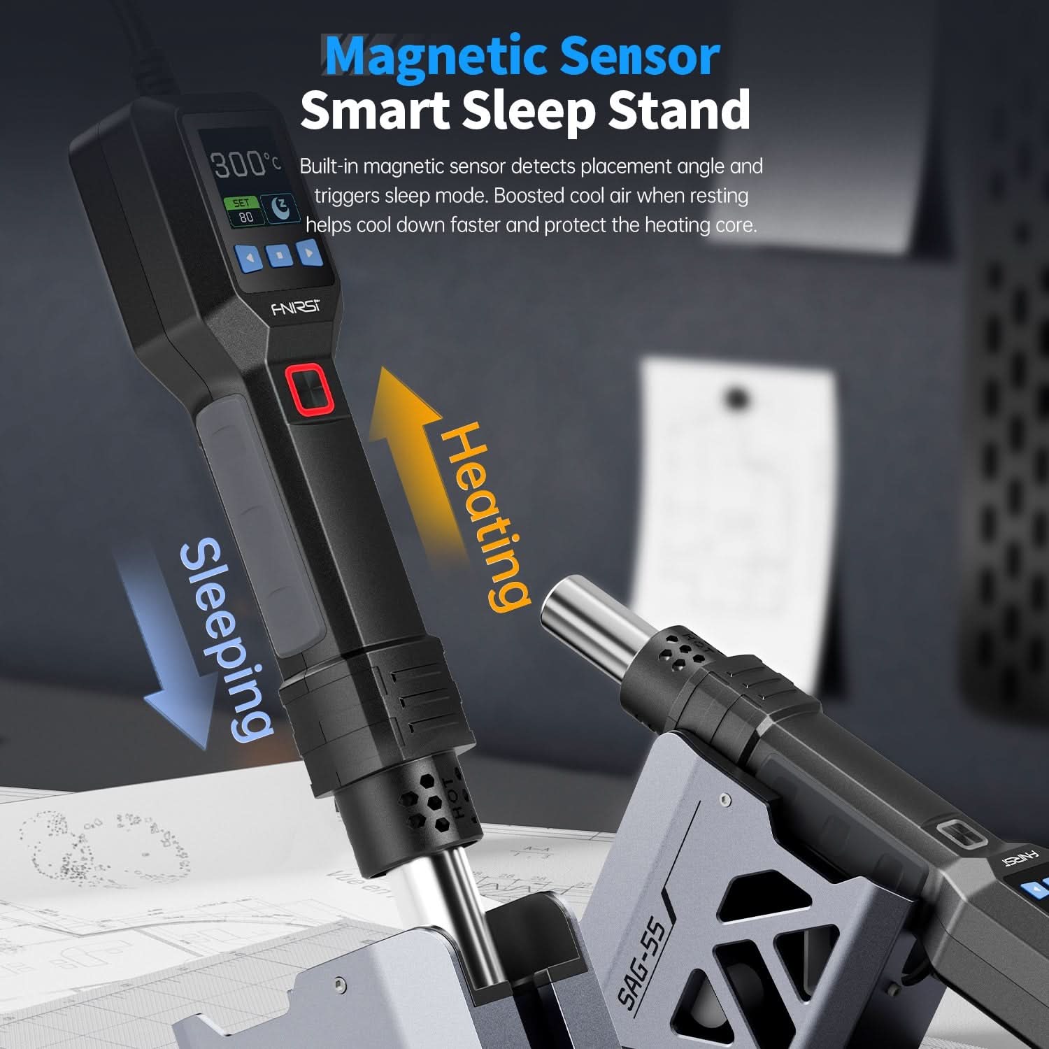 FNIRSI® SAG-55 Intelligent 550W Hot Air Gun