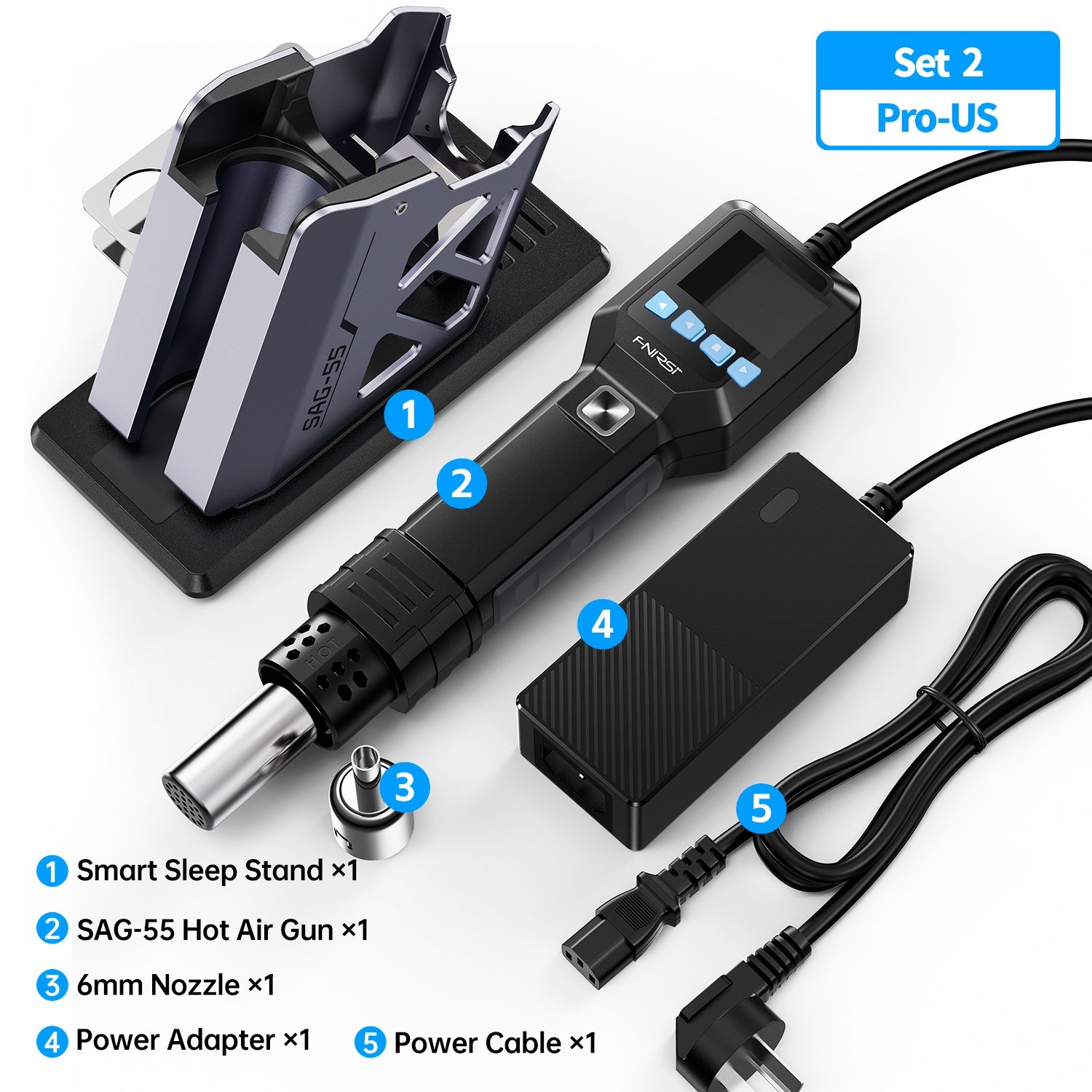 FNIRSI® SAG-55 Intelligent 550W Hot Air Gun