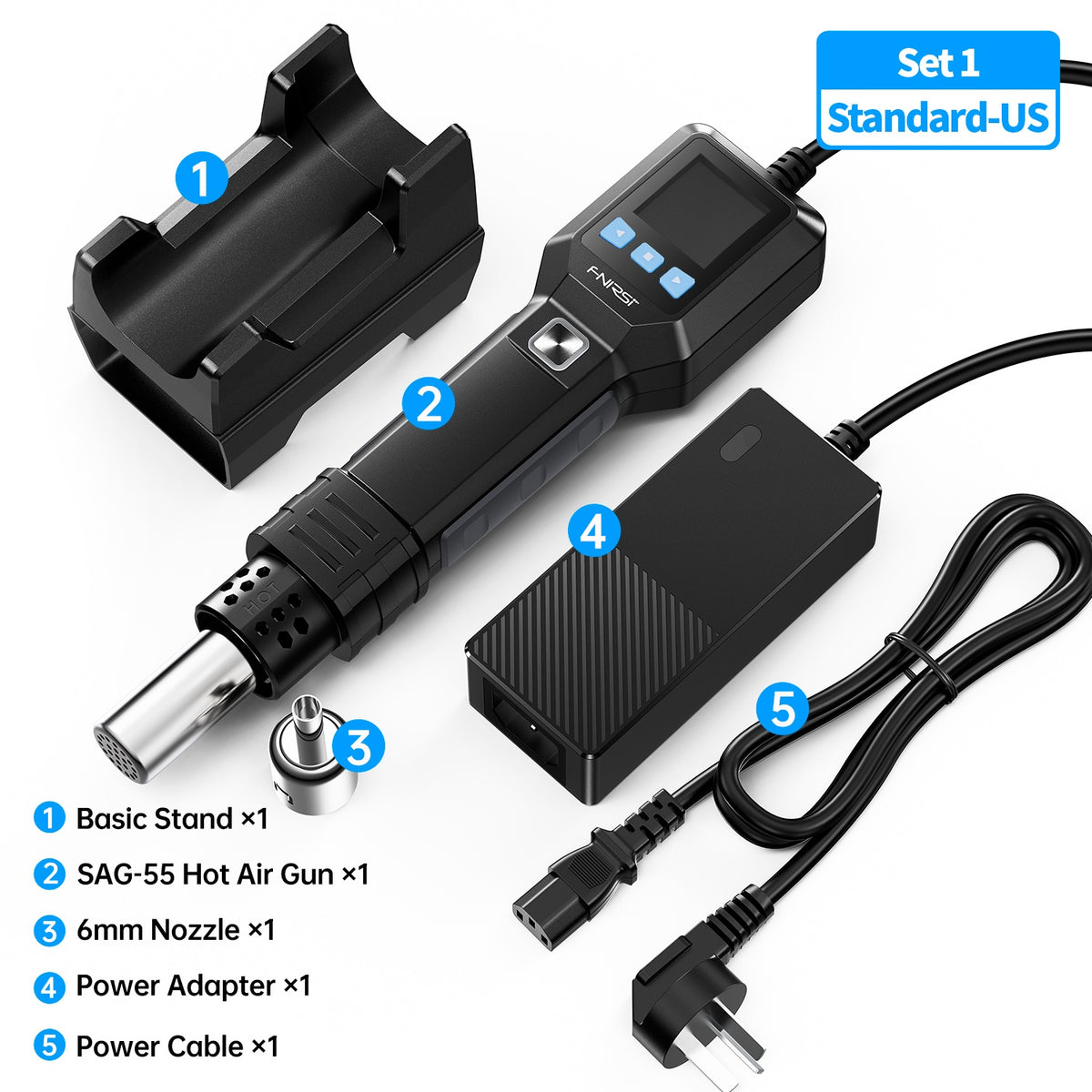 FNIRSI® SAG-55 Intelligent 550W Hot Air Gun