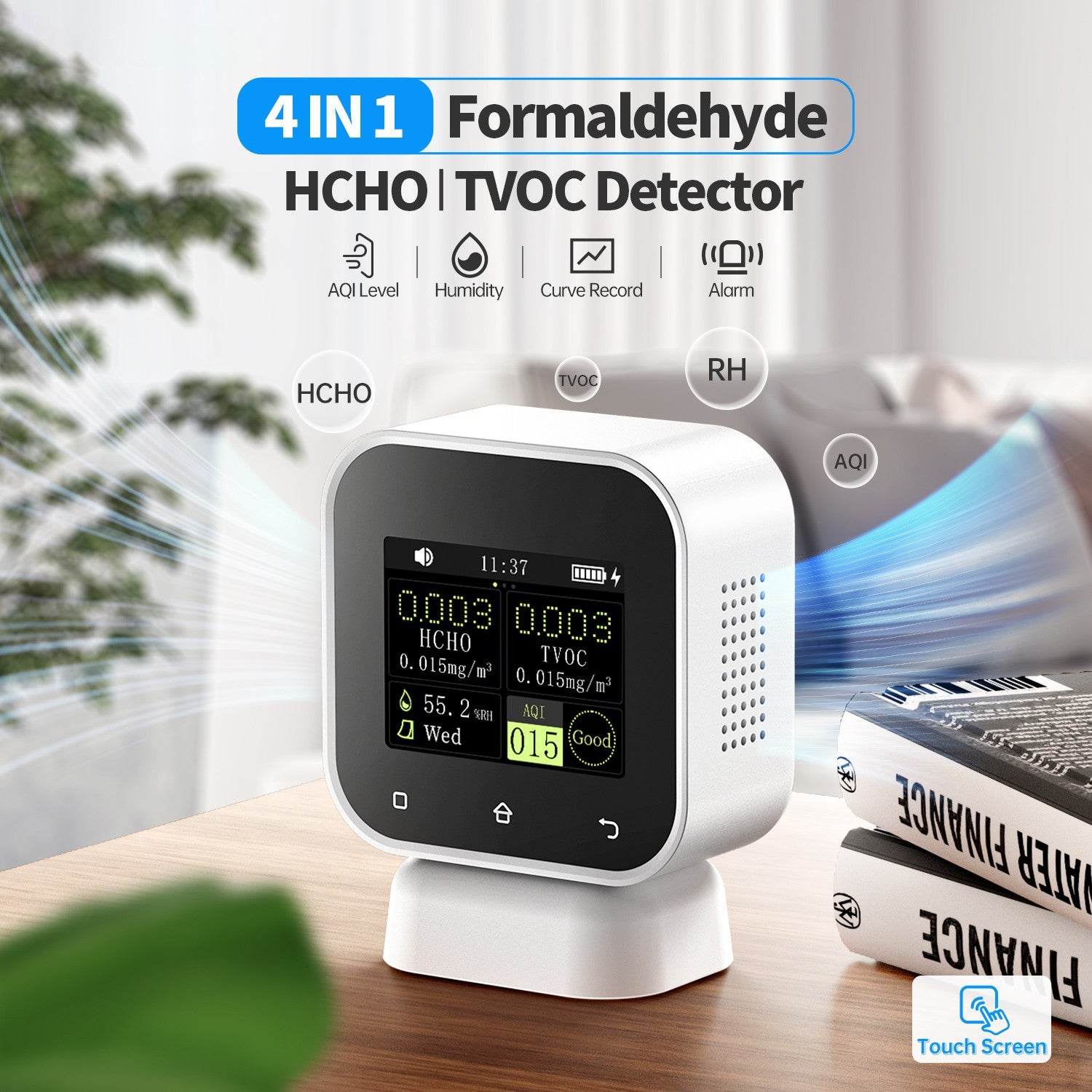 FNIRSI® SFD-02 4-IN-1 Indoor Air Quality Monitor Touchscreen Formaldehyde Detector HCHO TVOC Temperature Tester
