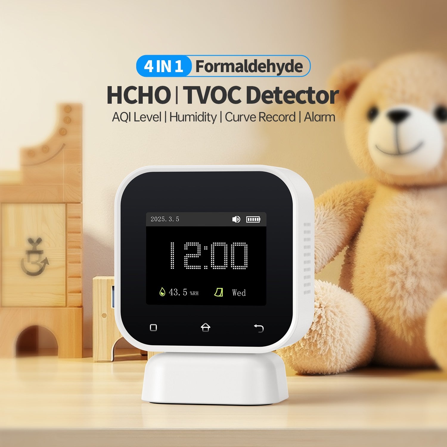 FNIRSI® SFD-02 4-IN-1 Indoor Air Quality Monitor Touchscreen Formaldehyde Detector HCHO TVOC Temperature Tester