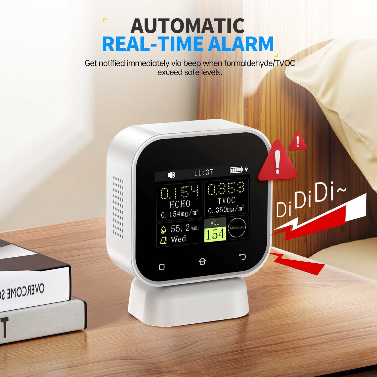 FNIRSI® SFD-02 4-IN-1 Indoor Air Quality Monitor Touchscreen Formaldehyde Detector HCHO TVOC Temperature Tester