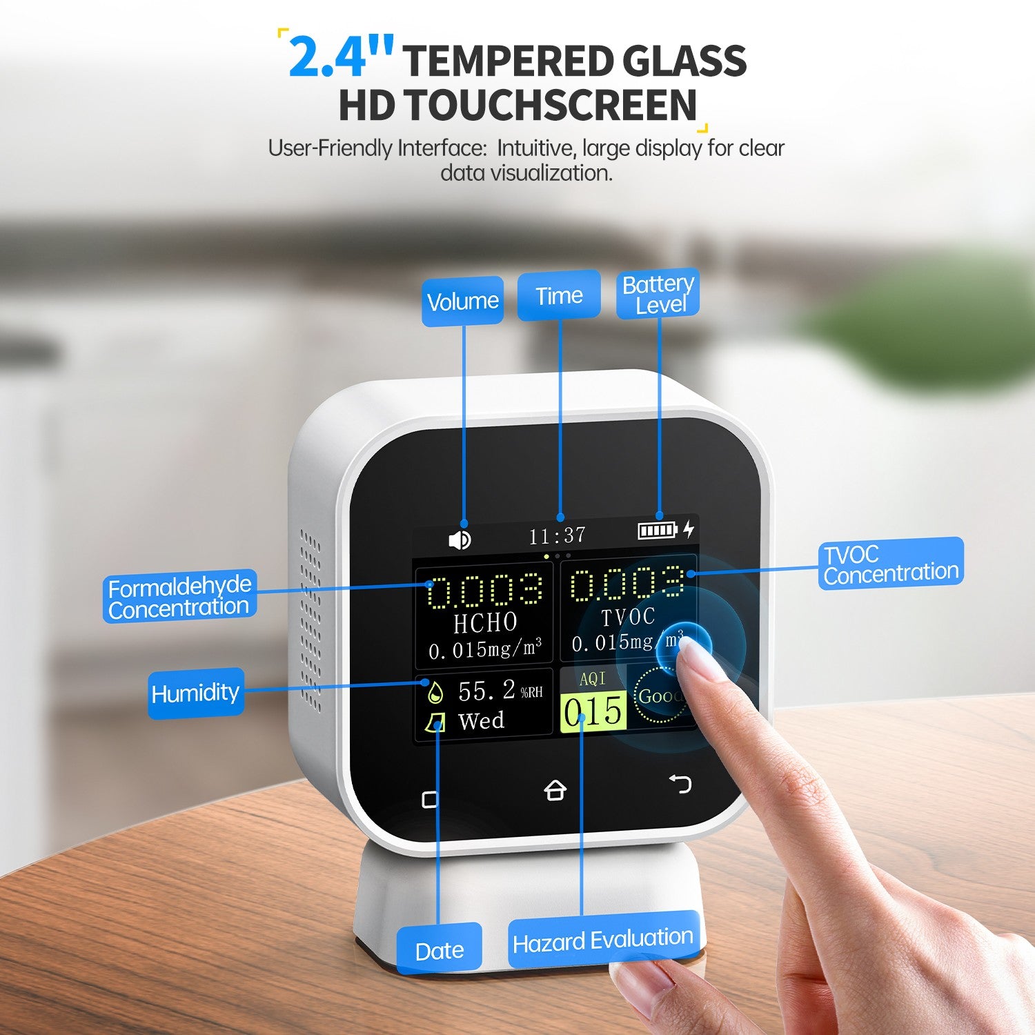 FNIRSI® SFD-02 4-IN-1 Indoor Air Quality Monitor Touchscreen Formaldehyde Detector HCHO TVOC Temperature Tester