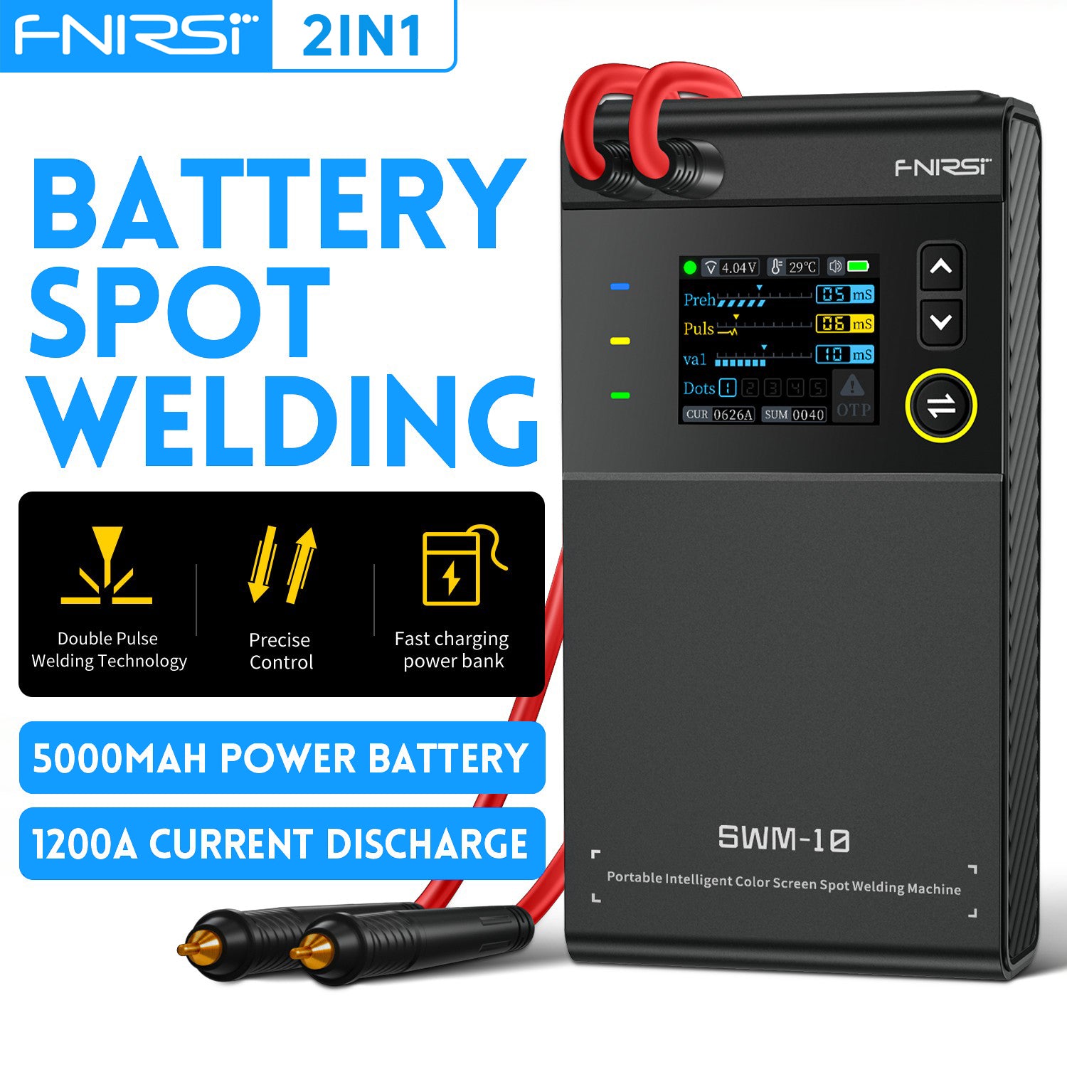 FNIRSI® SWM-10 Portable Intelligent Color Screen Spot Welding Machine