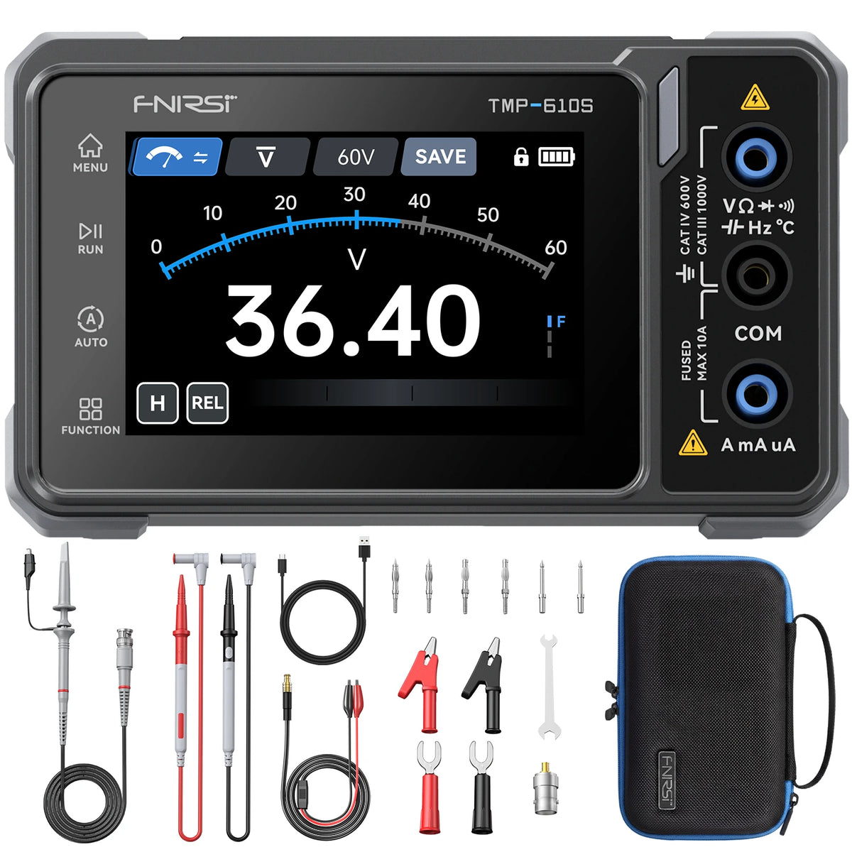 FNIRSI® TMP-610S 3-in-1 Digital Multimeter DSO DDS Generator 60,000 Counts TRMS Bluetooth App Sync