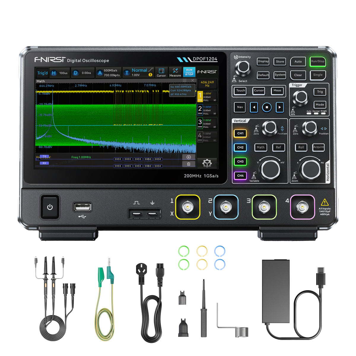 FNIRSI® DPOF1204 Analog 4CH 200MHz 1GSa/s Digital Phosphor Oscilloscope