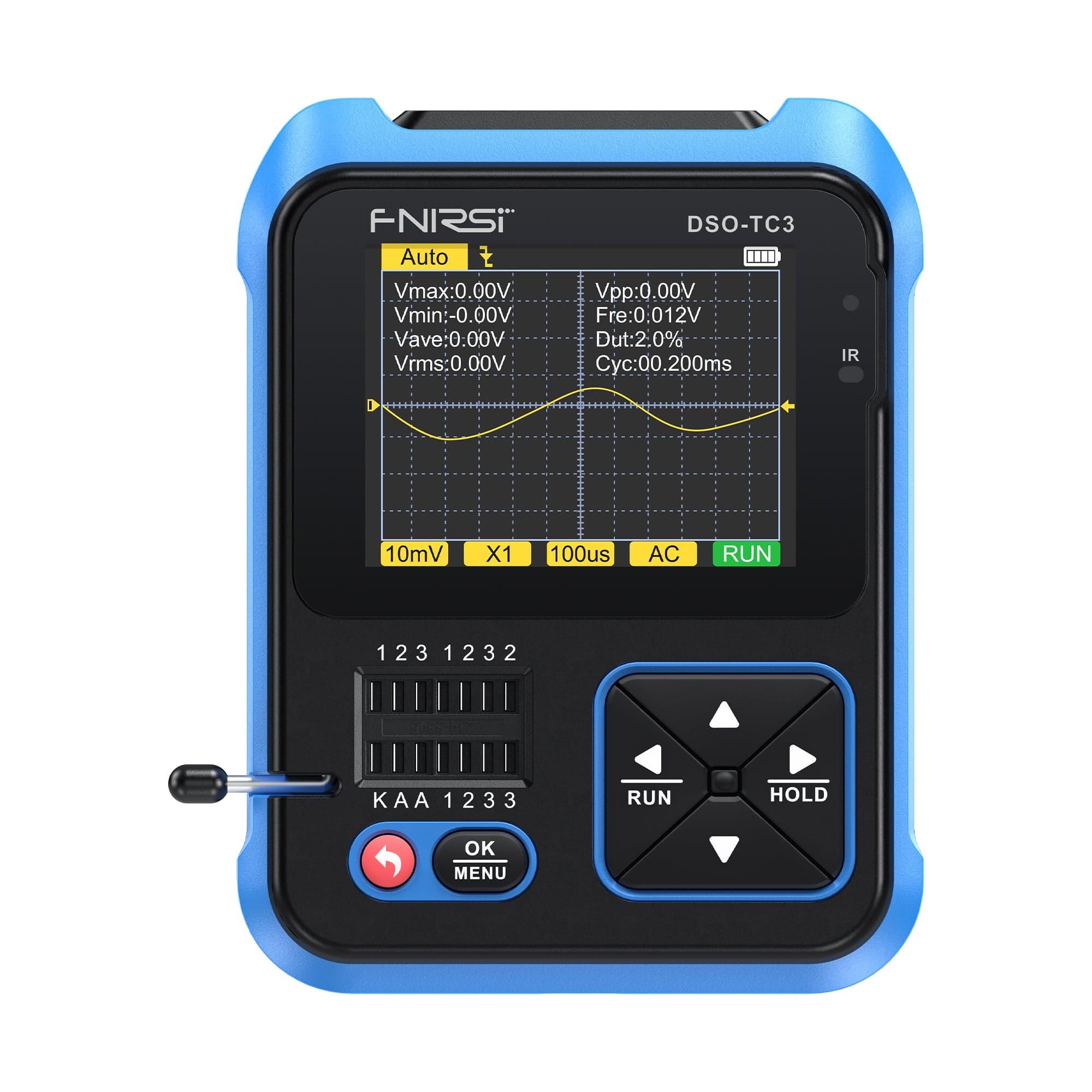 FNIRSI® DSO-TC3 3-en-1 Osciloscopios Digitales Portátiles 500KHz 10MS/s Generador de Señales Probador de Transistores