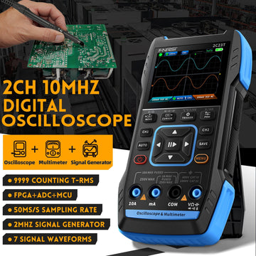 Oscilloscopio Multimetro Portatile 3 In 1 A 2 Canali - 50MHz, 250MS/s, Display LCD, Batteria 3000mAh, USB-C, Con Sonde E Custodia