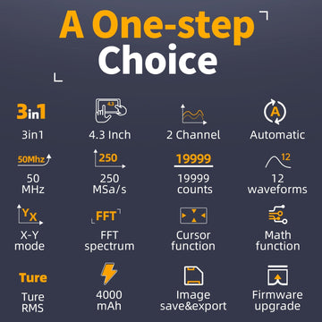 Oscilloscopio Digitale 2C53T Portatile - 50MHz, Multimetro, Generatore Segnale, 3 In 1