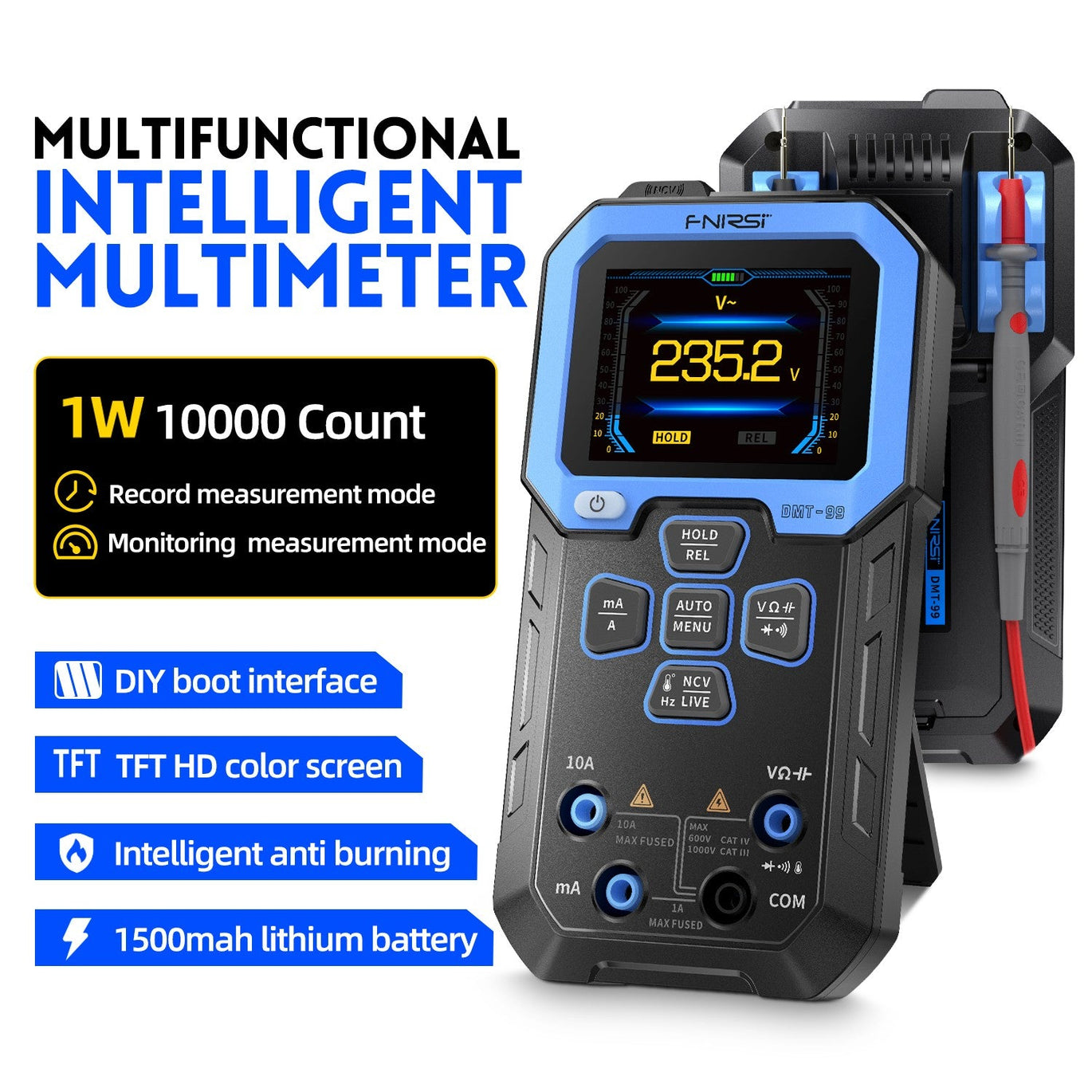 thumbnail image 2 of FNIRSI DMC-100 DC AC Current Clamp Meter 10000 Counts Digital Multimeter 600a Amperimetric Clamp Tester Ncv Electrician Tools I.1286736267 2 of 10