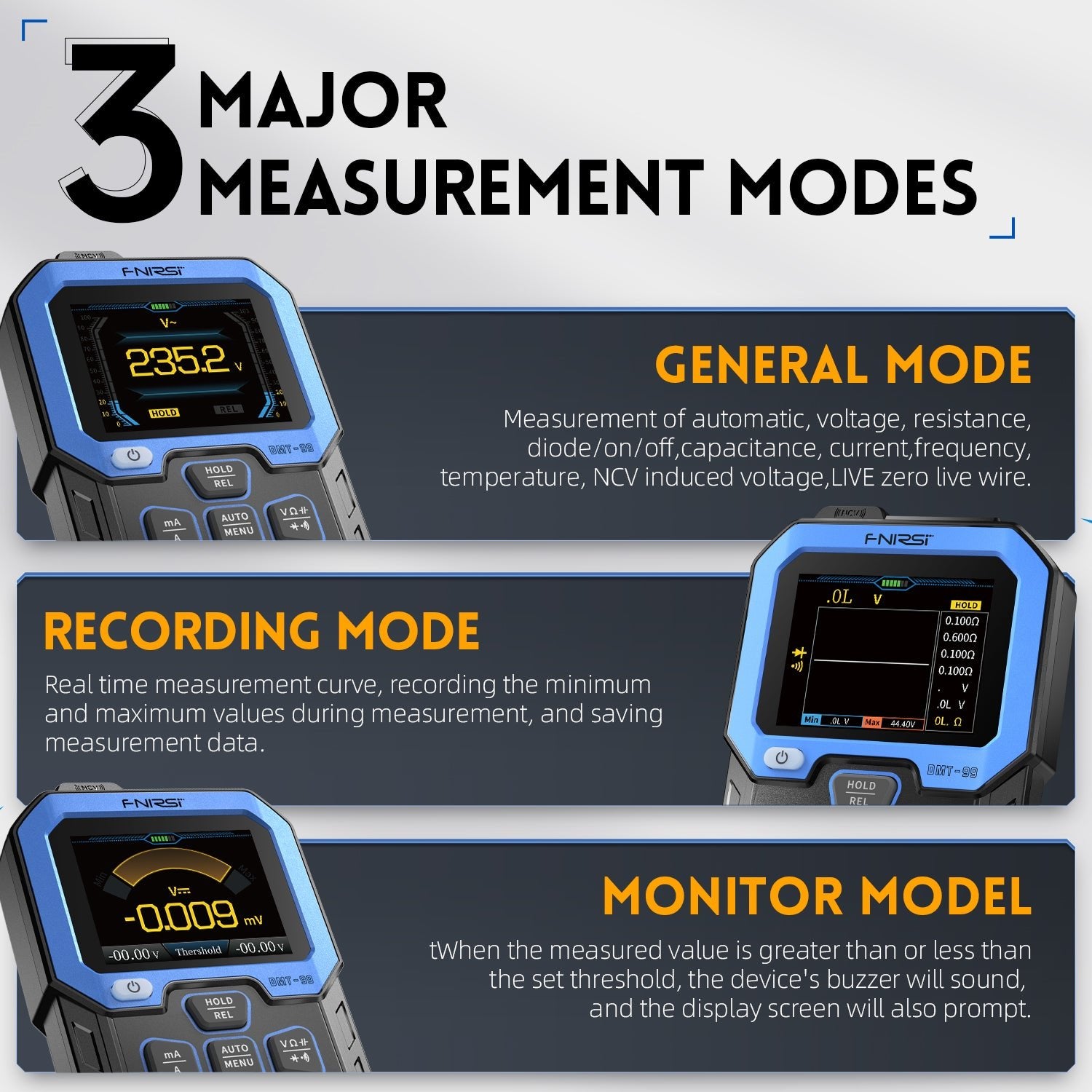 True Rms Multimeter Meter FNIRSI DMT-99 10,000-Count True RMS Digital Multimeter
