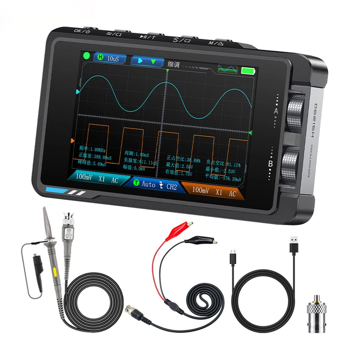 FNIRSI® DS215H 2 - IN - 1 50MHz 250MS/s Dual Channel Digital Oscilloscope DDS Function Singal Generator - FNIRSI