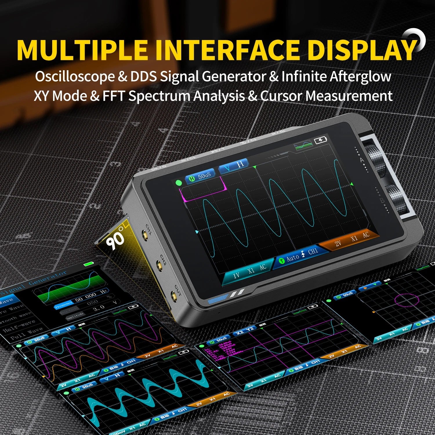 FNIRSI® DS215H 2 - IN - 1 50MHz 250MS/s Dual Channel Digital Oscilloscope DDS Function Singal Generator - FNIRSI