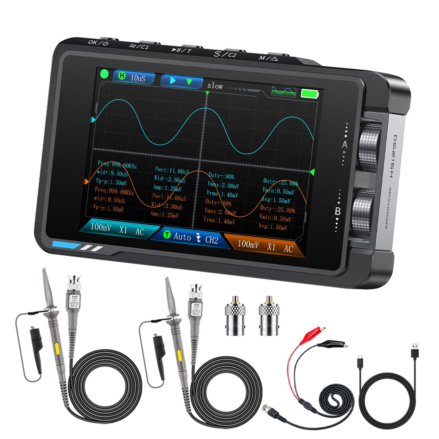 FNIRSI® DS215H 2 - IN - 1 50MHz 250MS/s Dual Channel Digital Oscilloscope DDS Function Singal Generator - FNIRSI