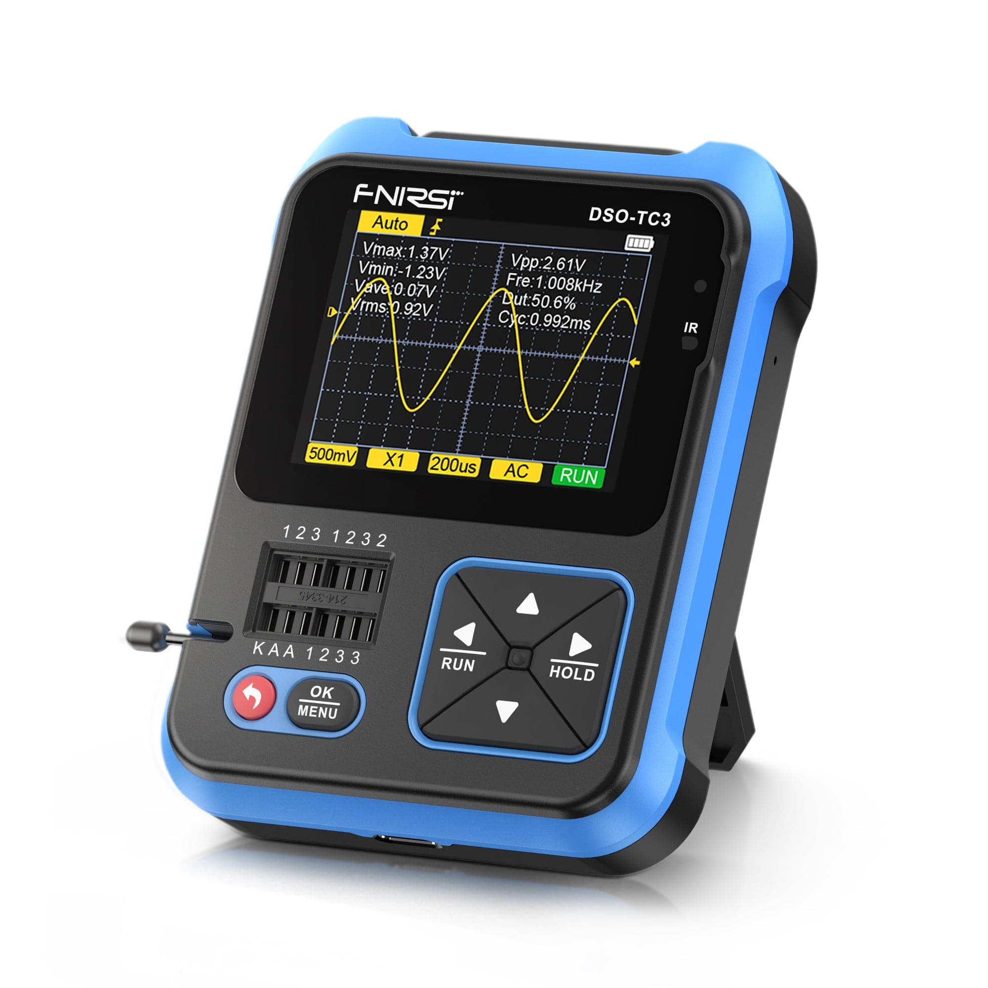 FNIRSI® DSO - TC3 3 - IN - 1 Handheld 500KHz 10MS/s Digital Oscilloscopes Signal Generator Transistor Tester - FNIRSI