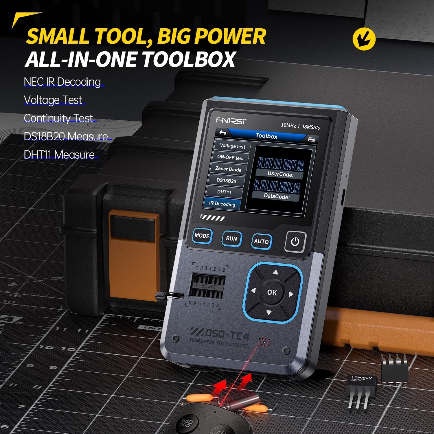 FNIRSI DSO-TC4 3-IN-1 Oscilloscope Transistor Tester Signal Generator