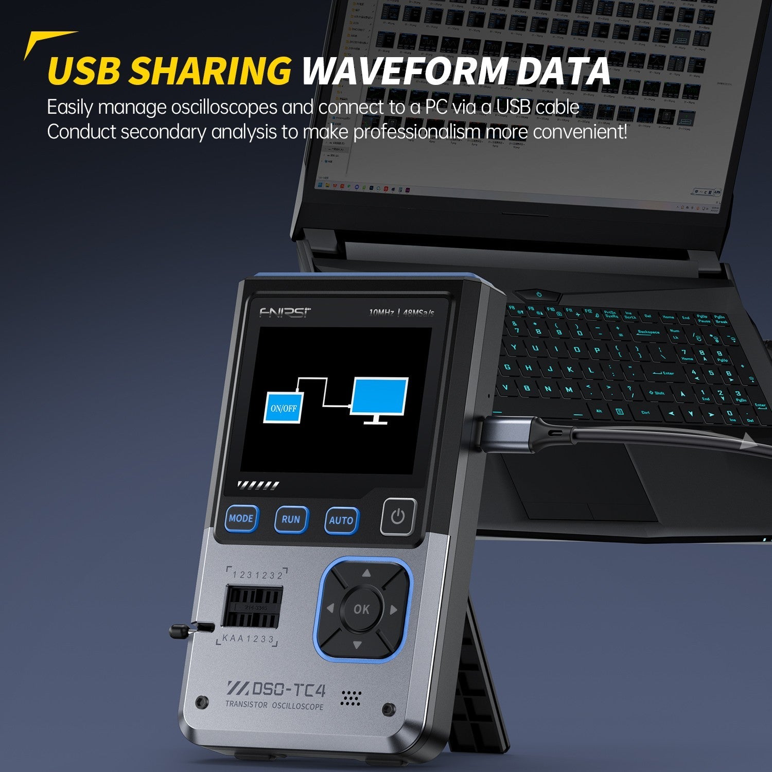 FNIRSI DSO-TC4 3-IN-1 Oscilloscope Transistor Tester Signal Generator