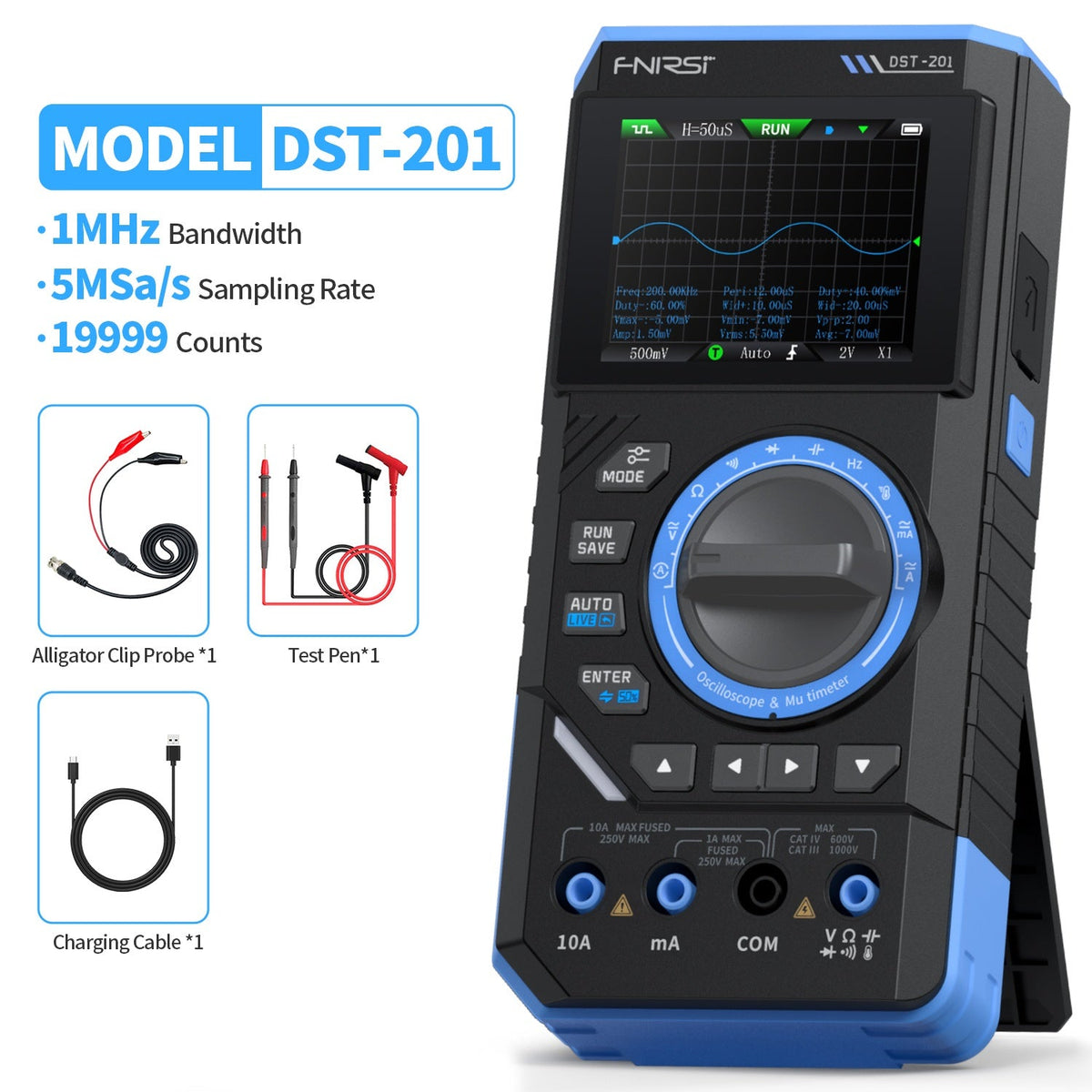 FNIRSI® DST - 210 / DST - 201 Handheld 3 - IN - 1 Multimeter Oscilloscope Signal Generator - FNIRSI