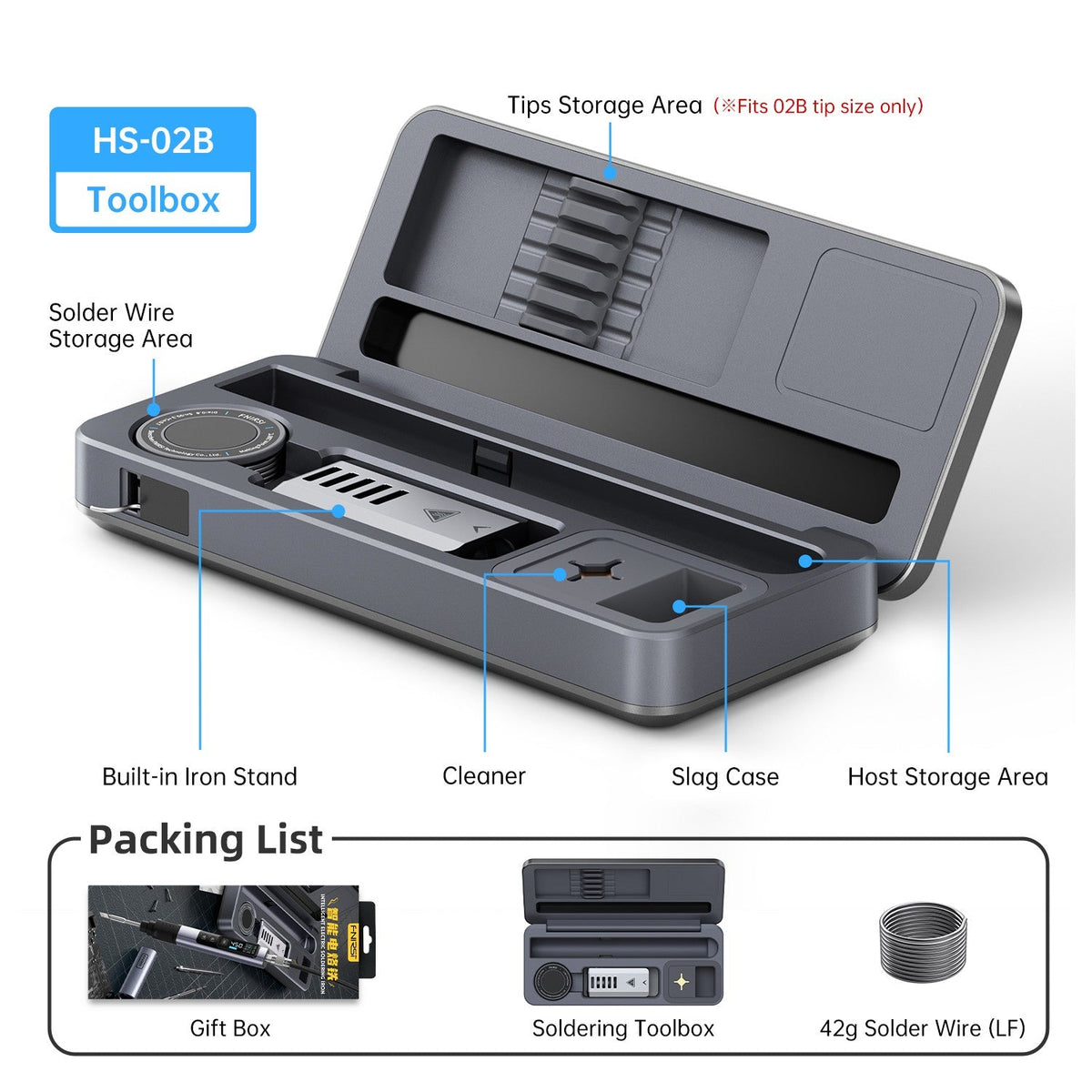 FNIRSI® HS - 02 Intelligent Soldering Iron with Portable Soldering Toolbox - FNIRSI