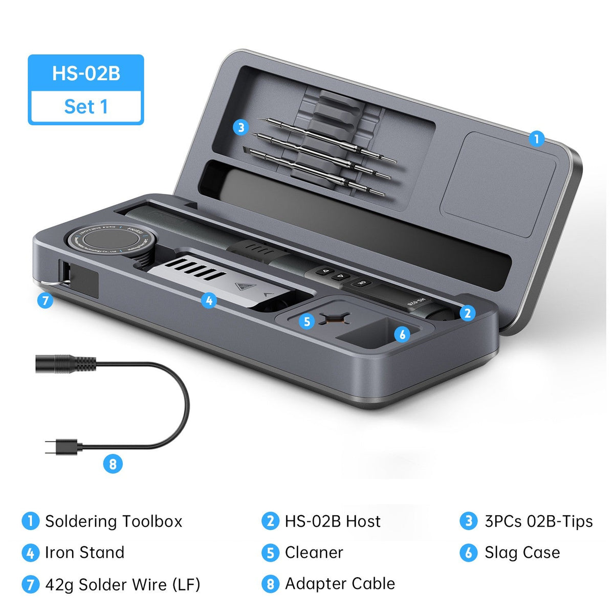 FNIRSI® HS - 02 Intelligent Soldering Iron with Portable Soldering Toolbox - FNIRSI