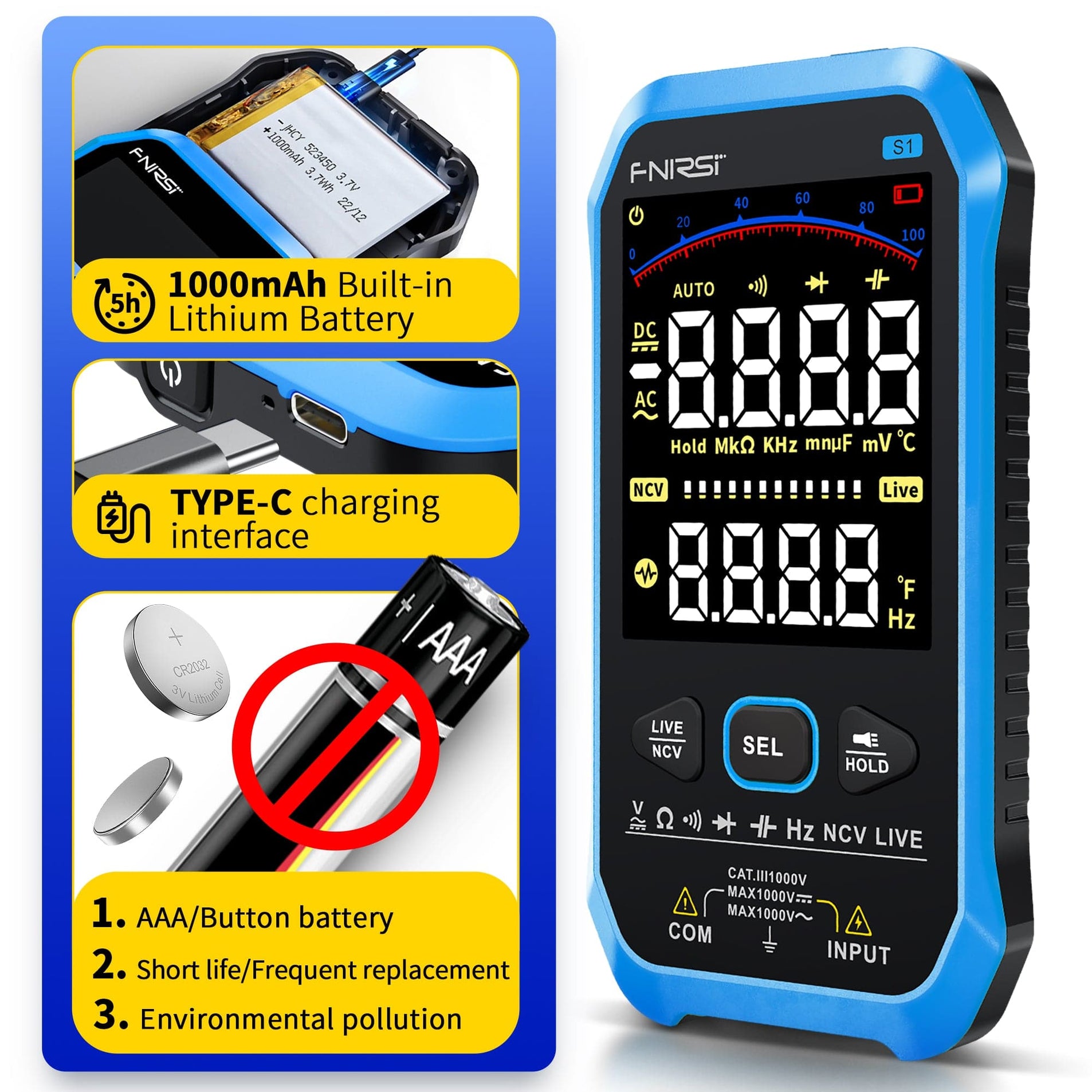 FNIRSI® S1 Large Screen Digital Display Smart Multimeter - FNIRSI