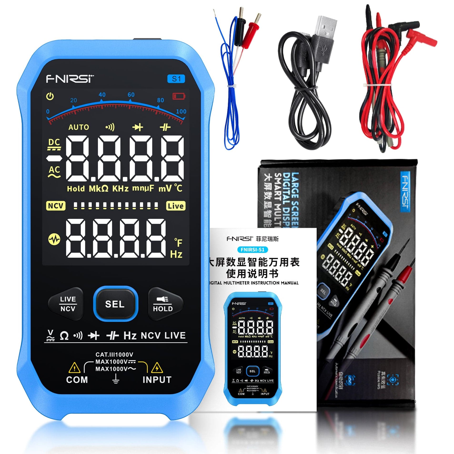 FNIRSI® S1 Large Screen Digital Display Smart Multimeter - FNIRSI