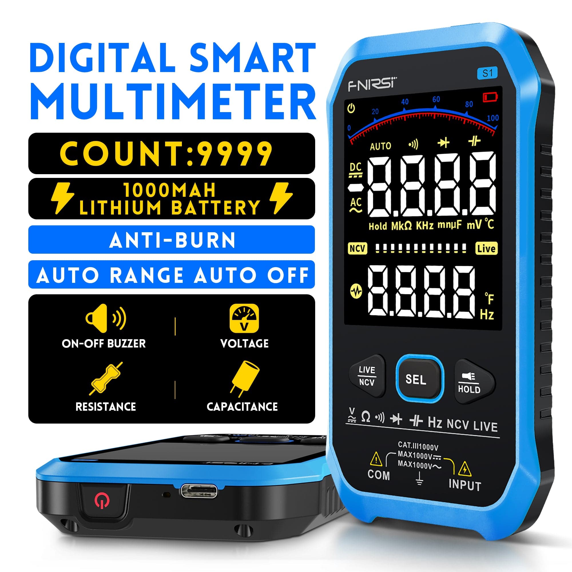 FNIRSI® S1 Large Screen Digital Display Smart Multimeter - FNIRSI