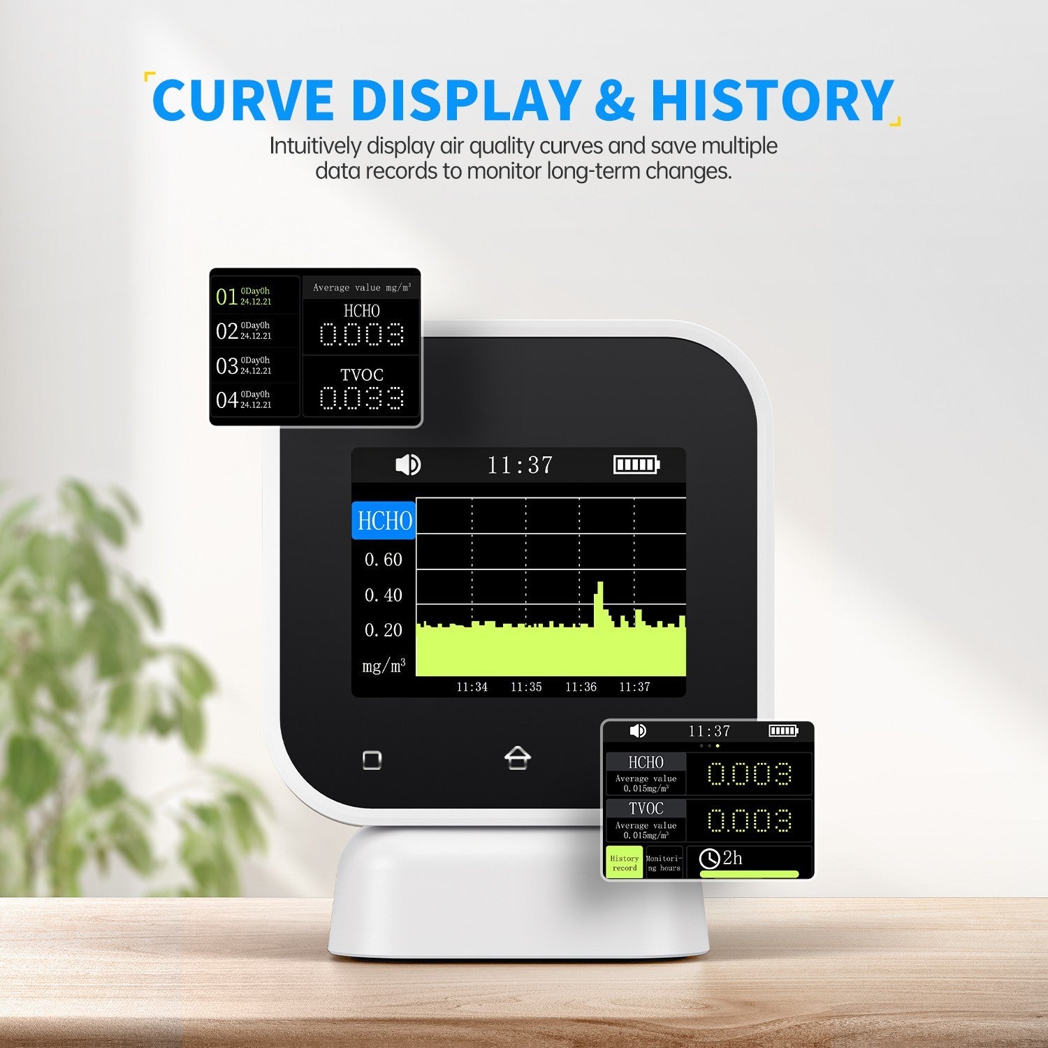 FNIRSI® SFD - 02 4 - IN - 1 Indoor Air Quality Monitor Touchscreen Formaldehyde Detector HCHO TVOC Temperature Tester - FNIRSI