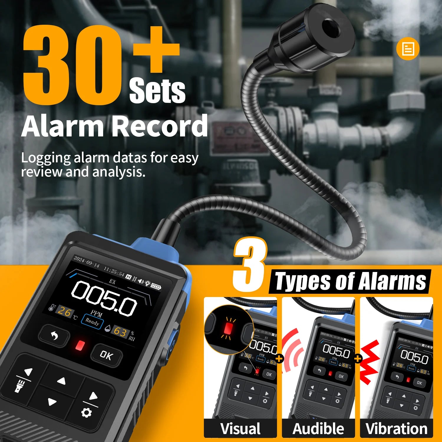 FNIRSI® GD-02 Portable Combustible Gas Detector Color Screen Methane Propane Isobutane Monitor