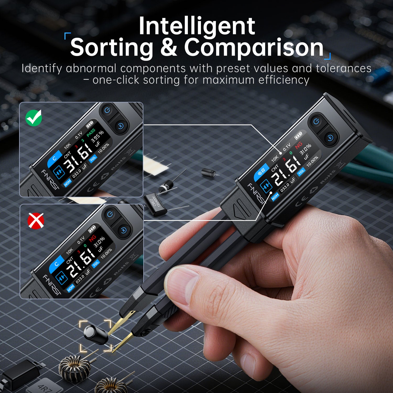 Fnirsi Lcr-St2 Standart 100K Lcr Esr Meter 2-In-1 Digital Tweezers Bridge
