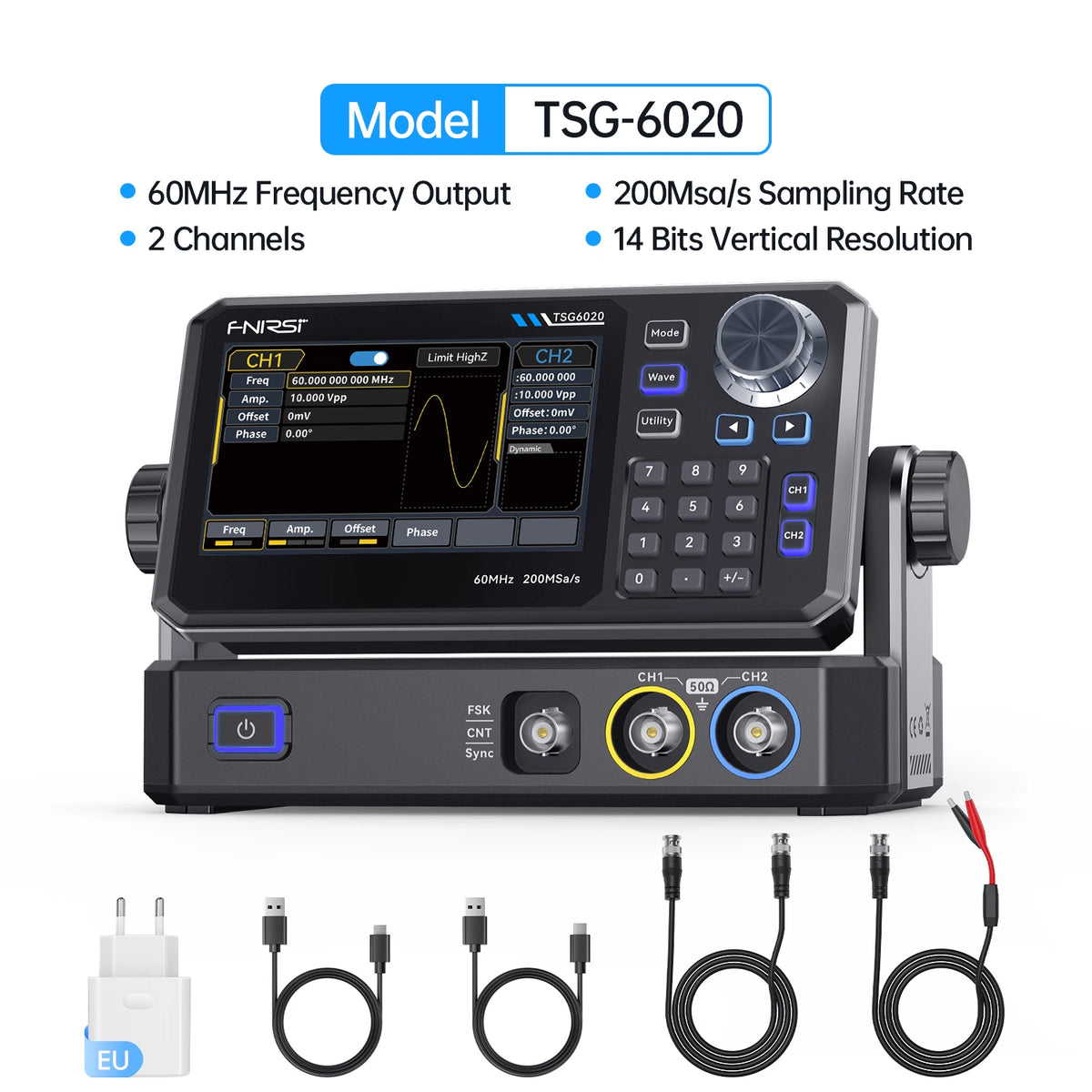 Generatore di Segnali Funzione FNIRSI® TSG6020/TSG3020 2CH 200MSa/s