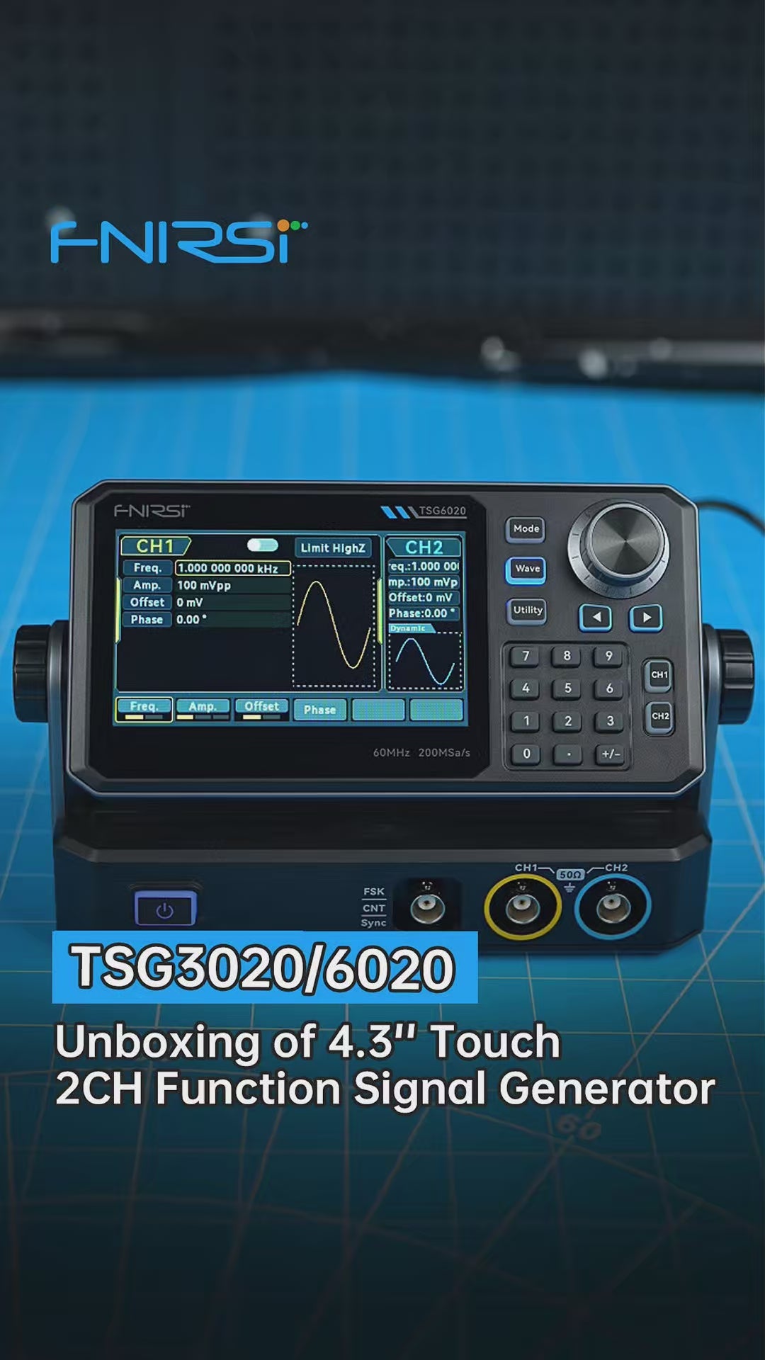 Generatore di Segnali Funzione FNIRSI® TSG6020/TSG3020 2CH 200MSa/s