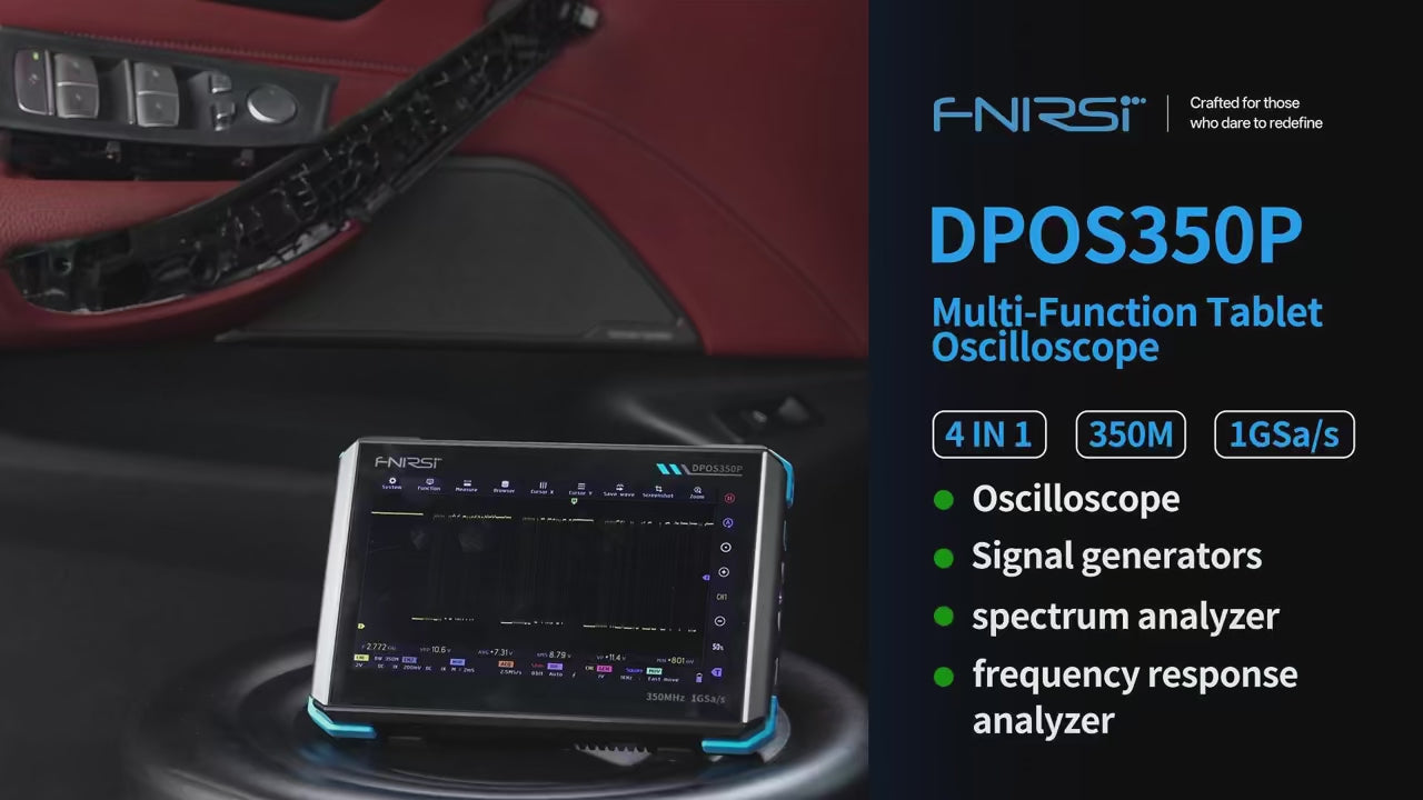 FNIRSI® DPOS350P Oscilloscopio Tablet 4-IN-1 350MHz 1GSPS Generatore di Segnali Analizzatore di Spettro Analizzatore di Risposta in Frequenza
