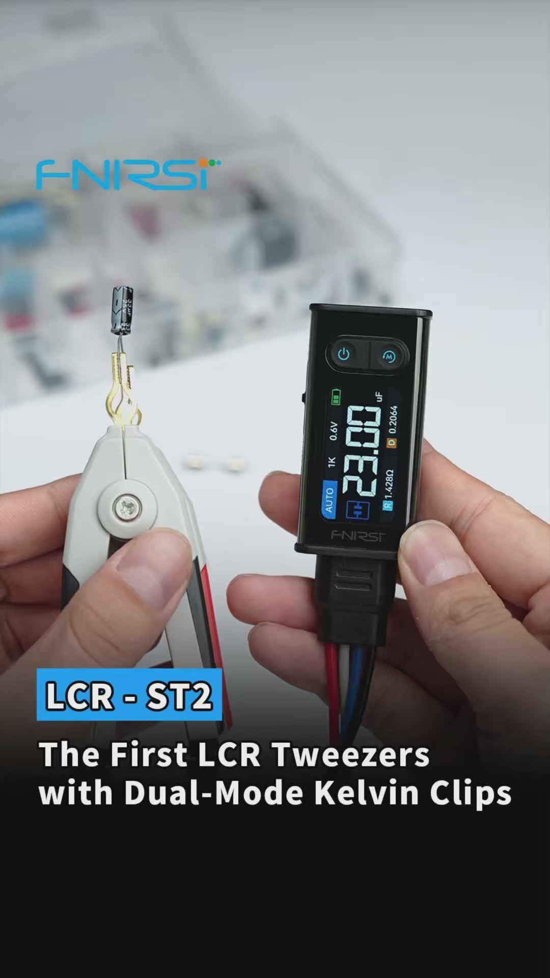 Pinzette digitali 2-in-1 FNIRSI® LCR-ST2 100K Misuratore LCR ESR Bridge