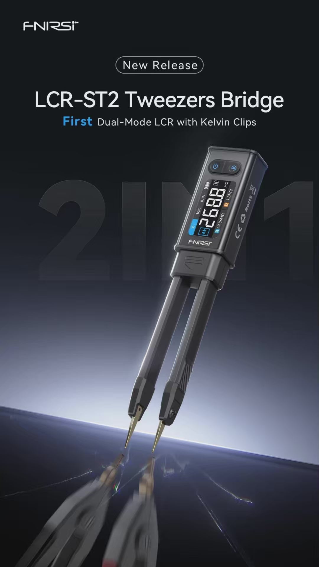 Pinzette digitali 2-in-1 FNIRSI® LCR-ST2 100K Misuratore LCR ESR Bridge