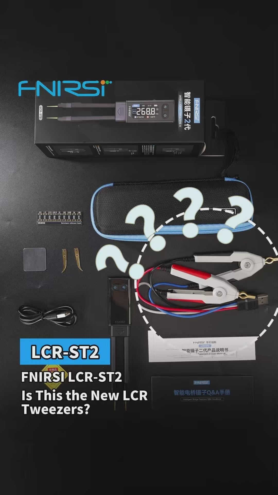 Pinzette digitali 2-in-1 FNIRSI® LCR-ST2 100K Misuratore LCR ESR Bridge